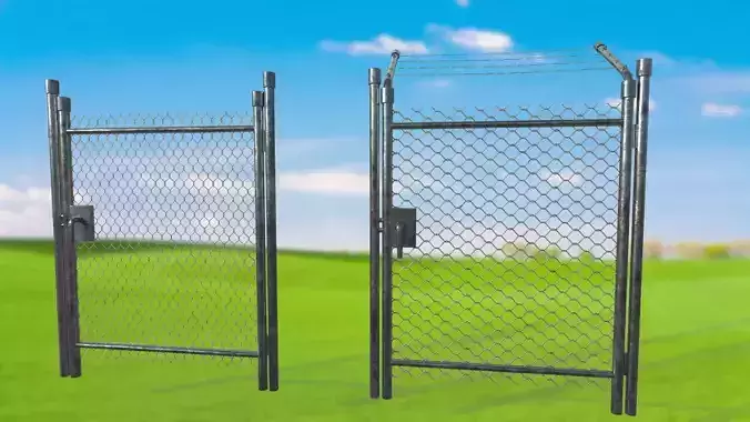 metal mesh gates Low-poly 3D model