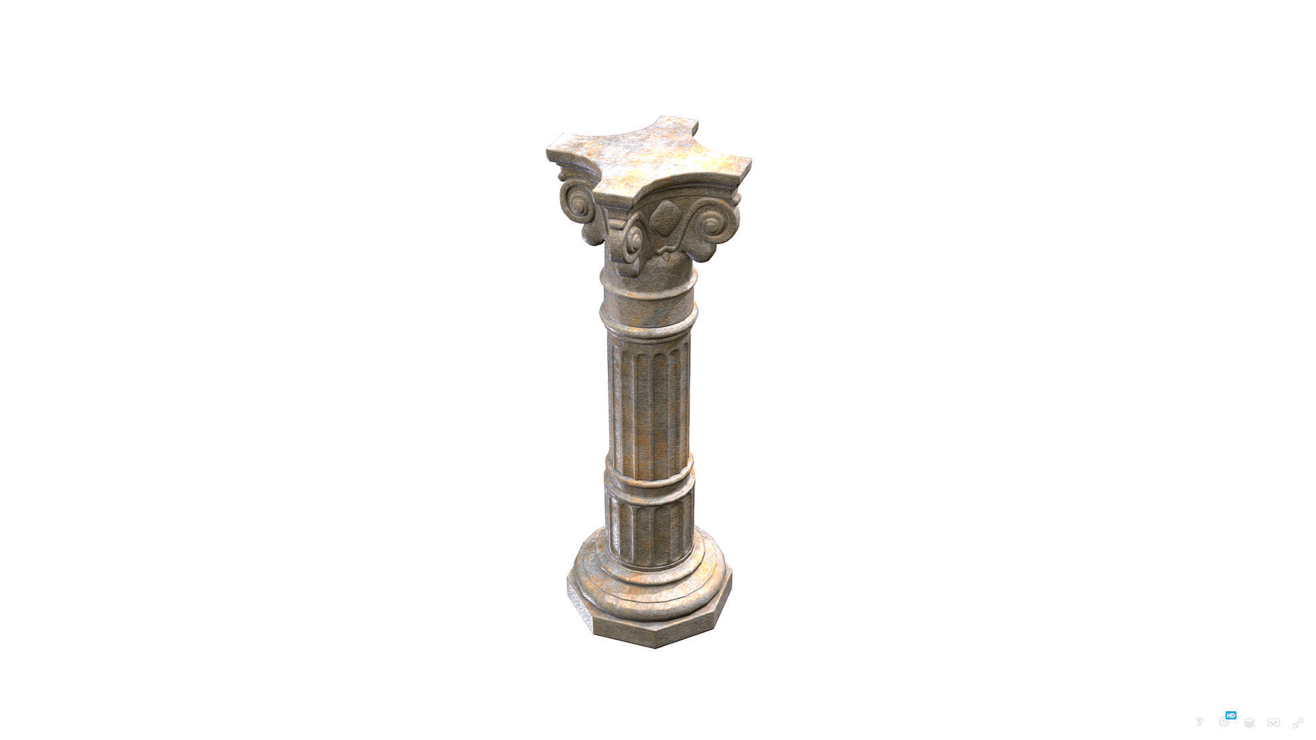 Classical Stone Column 01 - Game-ready - PBR Low-poly 3D model_4