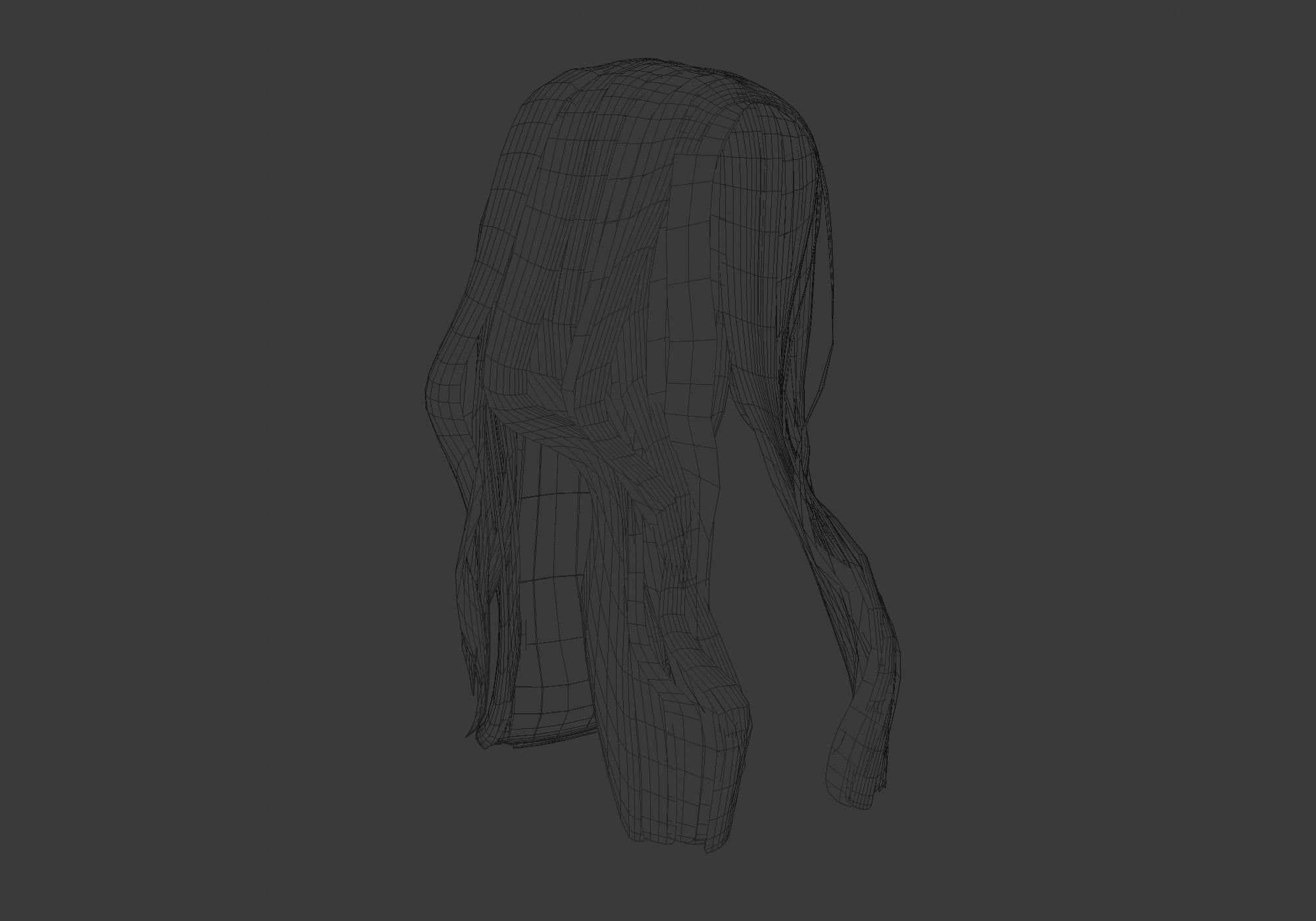 long wavy hair Low-poly 3D model_32