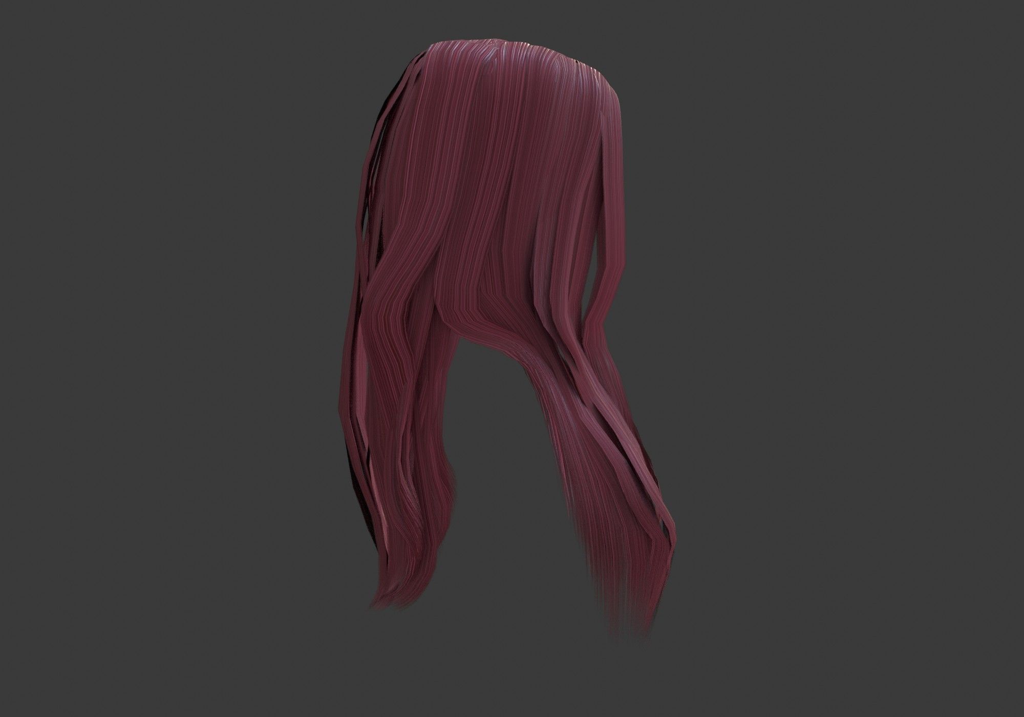 long wavy hair Low-poly 3D model_12