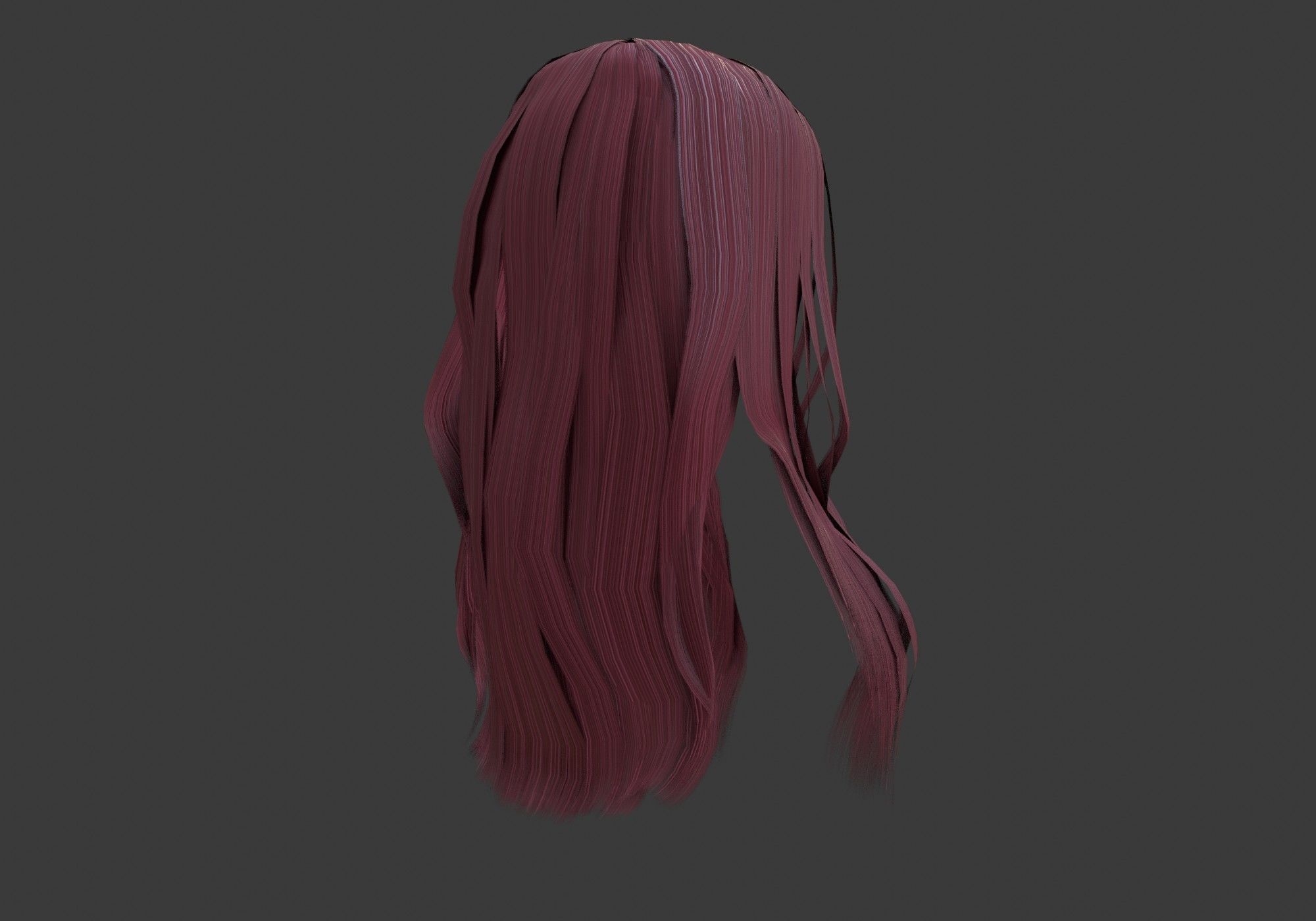 long wavy hair Low-poly 3D model_13