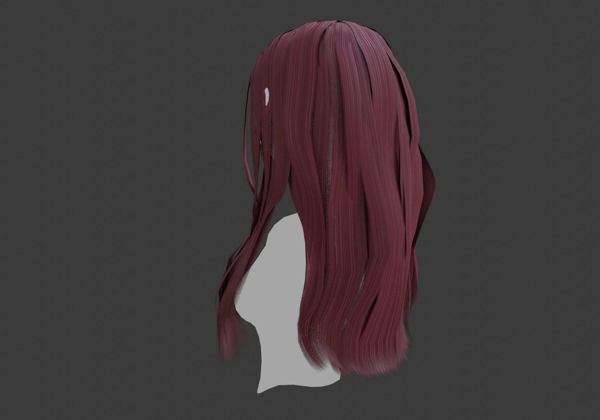 long wavy hair Low-poly 3D model_15
