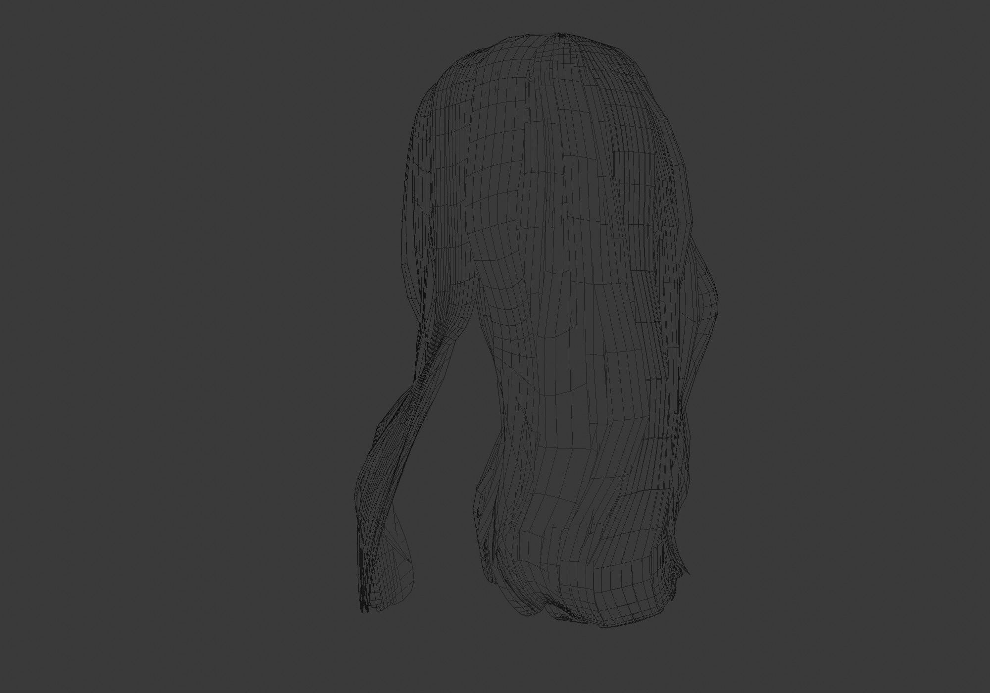 long wavy hair Low-poly 3D model_34