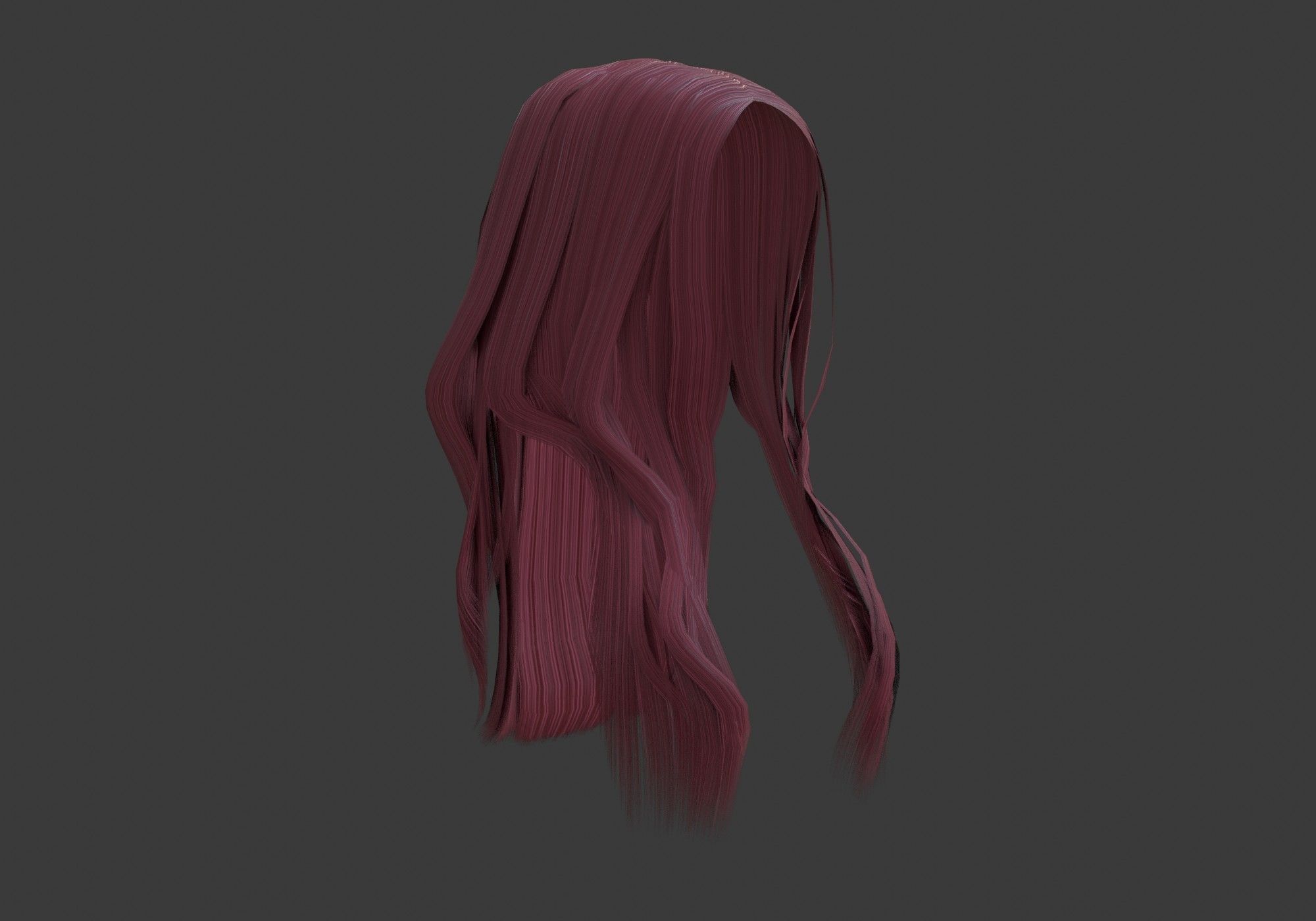 long wavy hair Low-poly 3D model_10