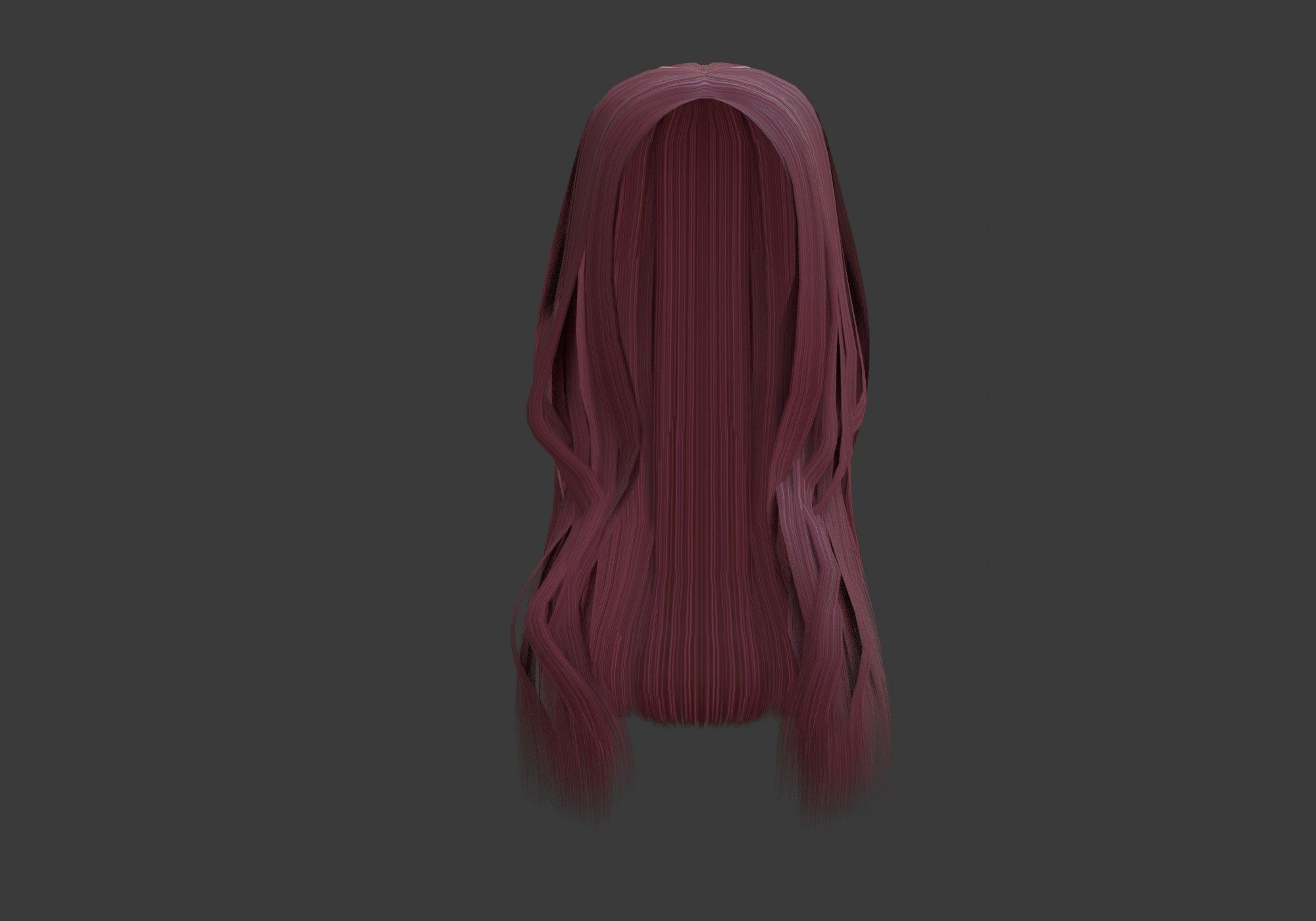 long wavy hair Low-poly 3D model_11