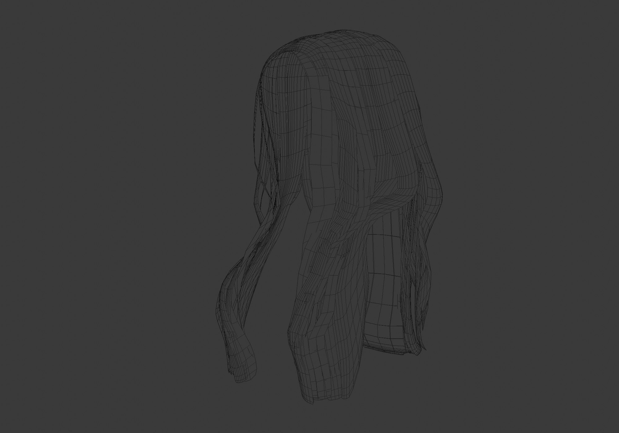 long wavy hair Low-poly 3D model_29