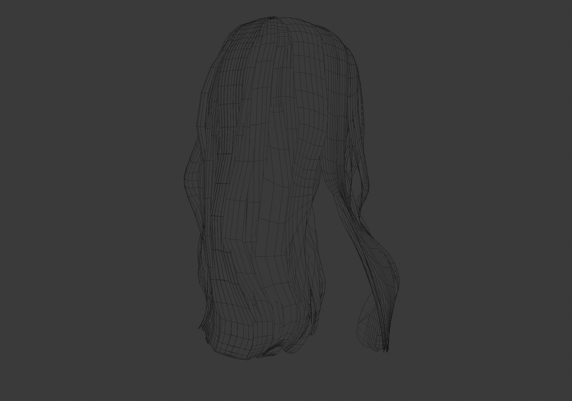 long wavy hair Low-poly 3D model_33
