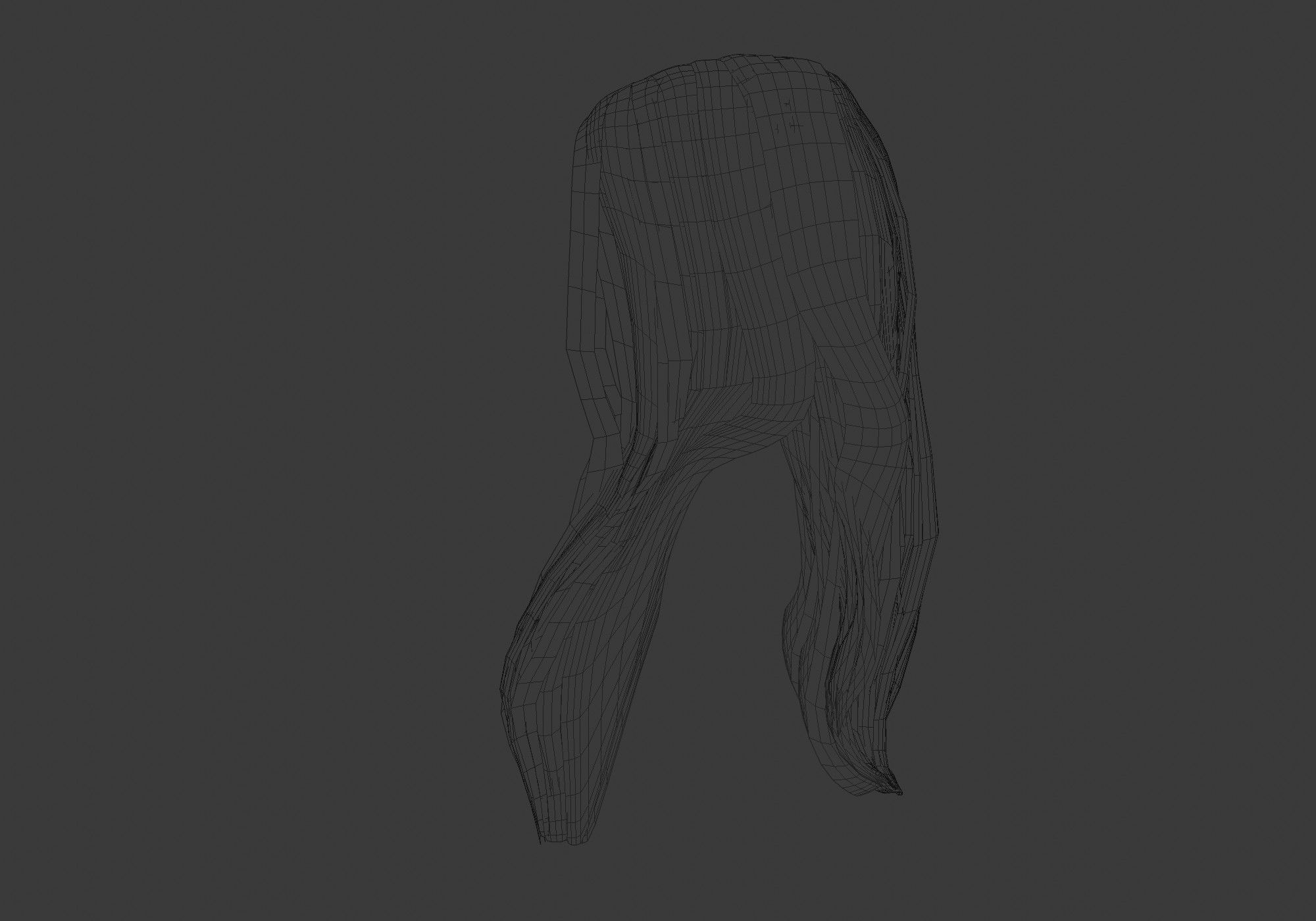 long wavy hair Low-poly 3D model_30