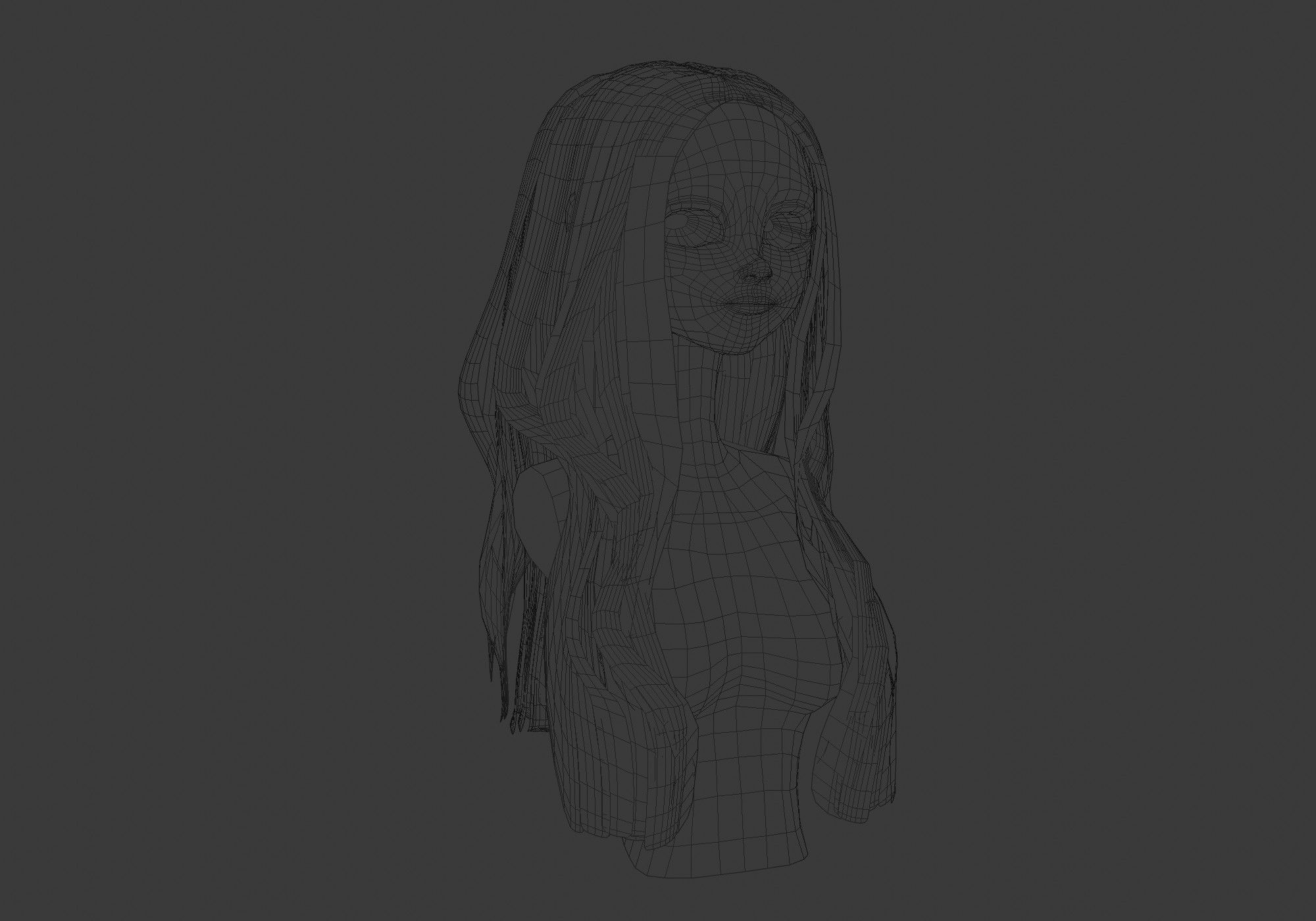 long wavy hair Low-poly 3D model_26