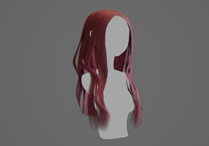 long wavy hair Low-poly 3D model