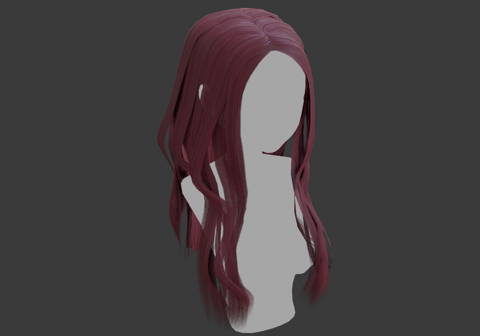 long wavy hair Low-poly 3D model_17