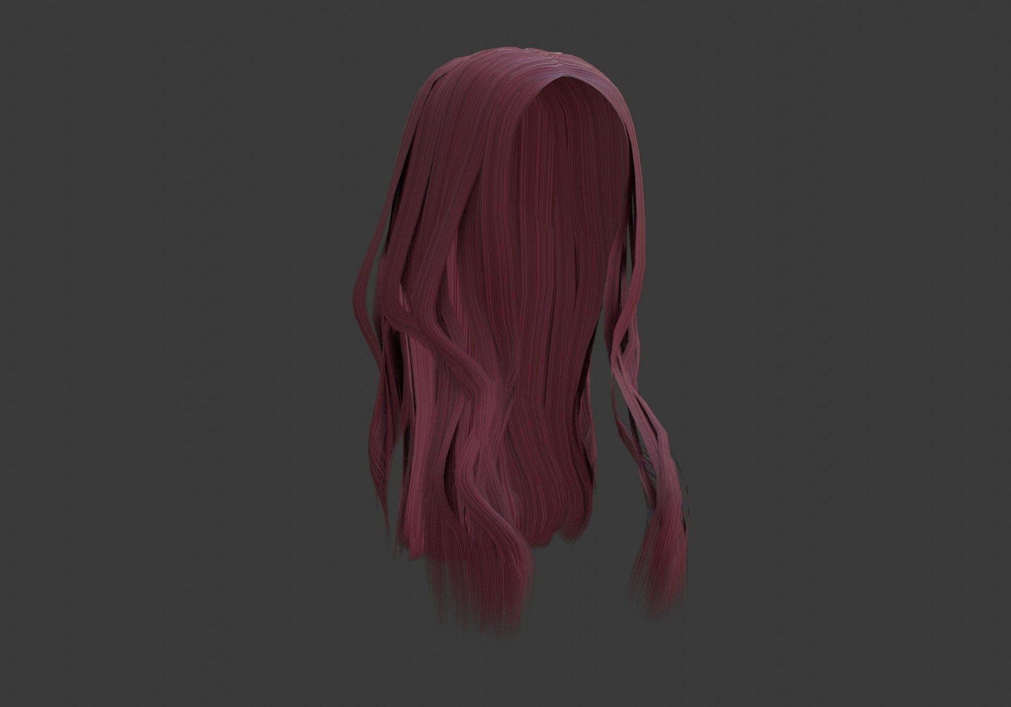 long wavy hair Low-poly 3D model_9