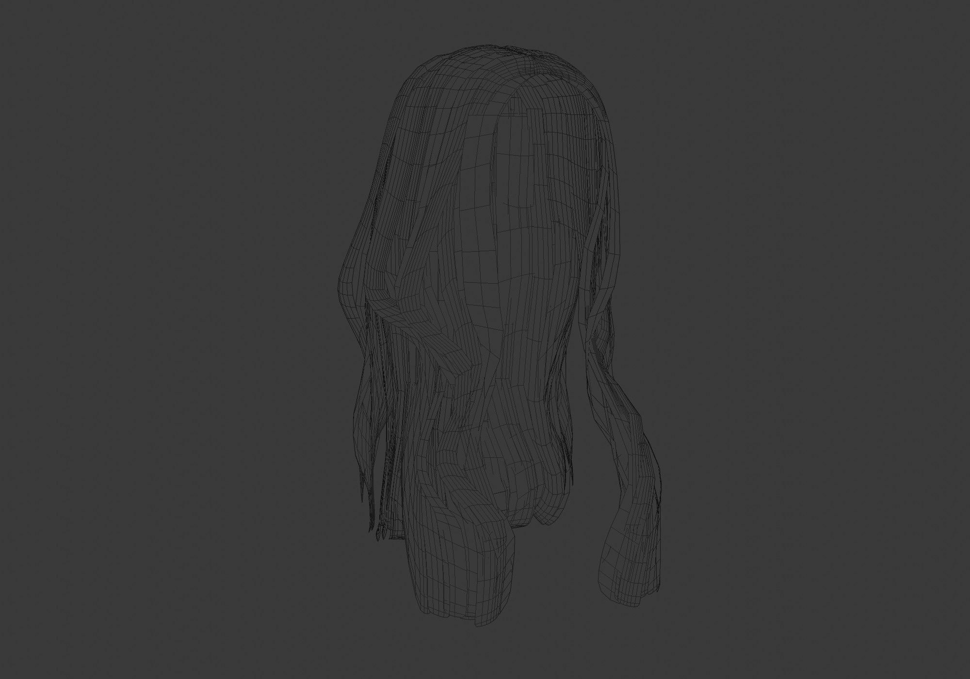 long wavy hair Low-poly 3D model_27
