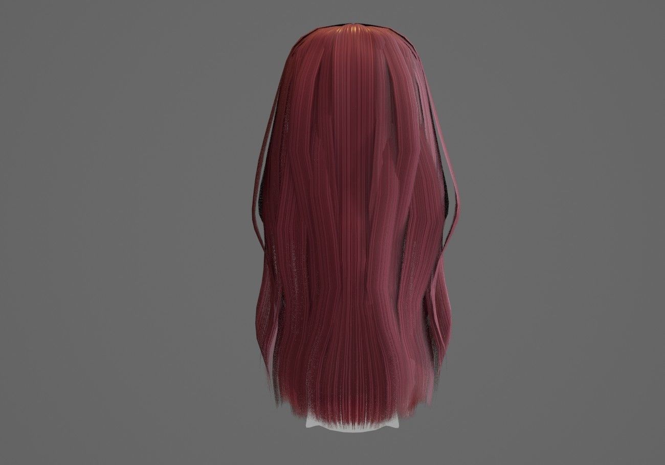 long wavy hair Low-poly 3D model_5