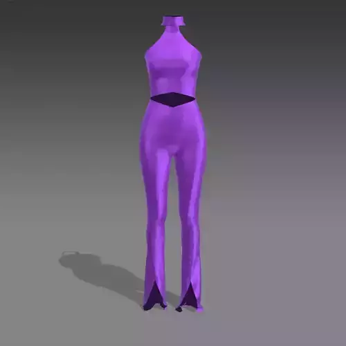 JUMP SUIT SILK SATIN LILAC COLOR SLIT PANELED MODER LOOK