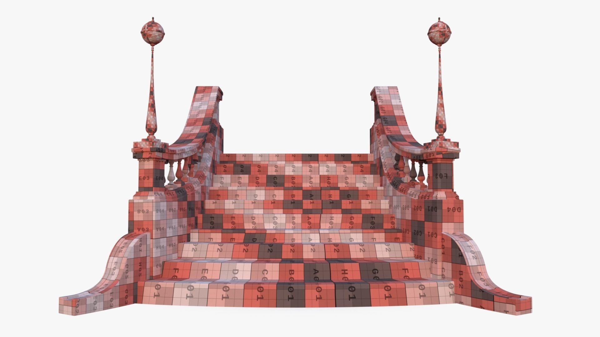 Stone Stair 0001 Low-poly 3D model_19