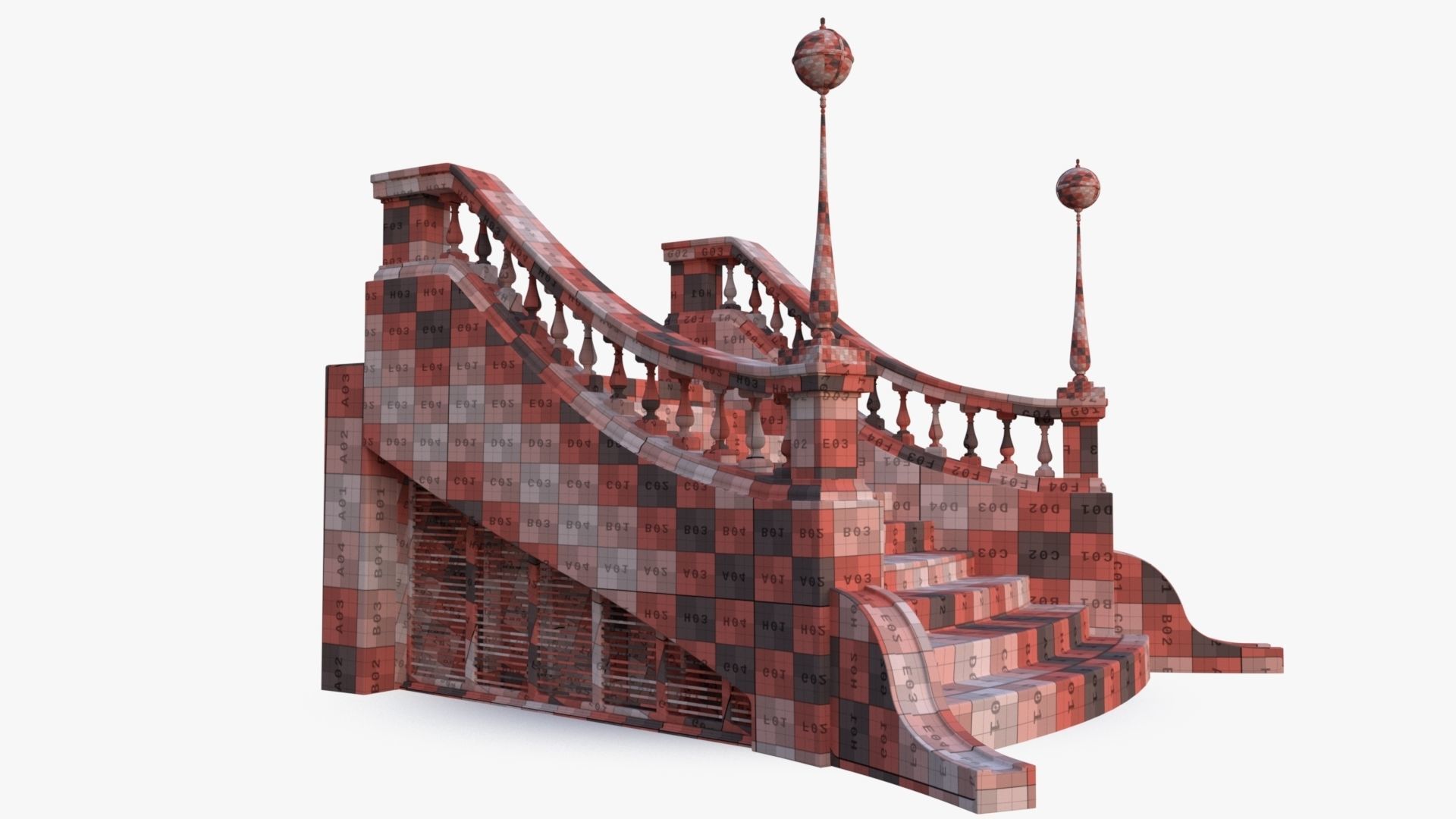 Stone Stair 0001 Low-poly 3D model_17