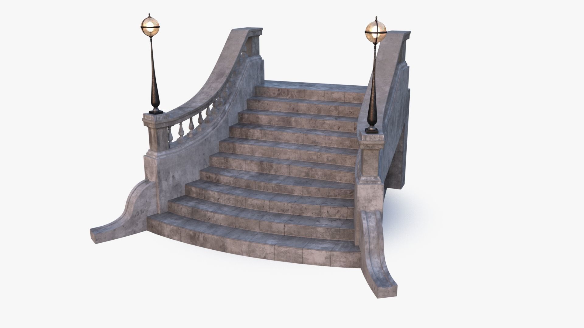 Stone Stair 0001 Low-poly 3D model_7