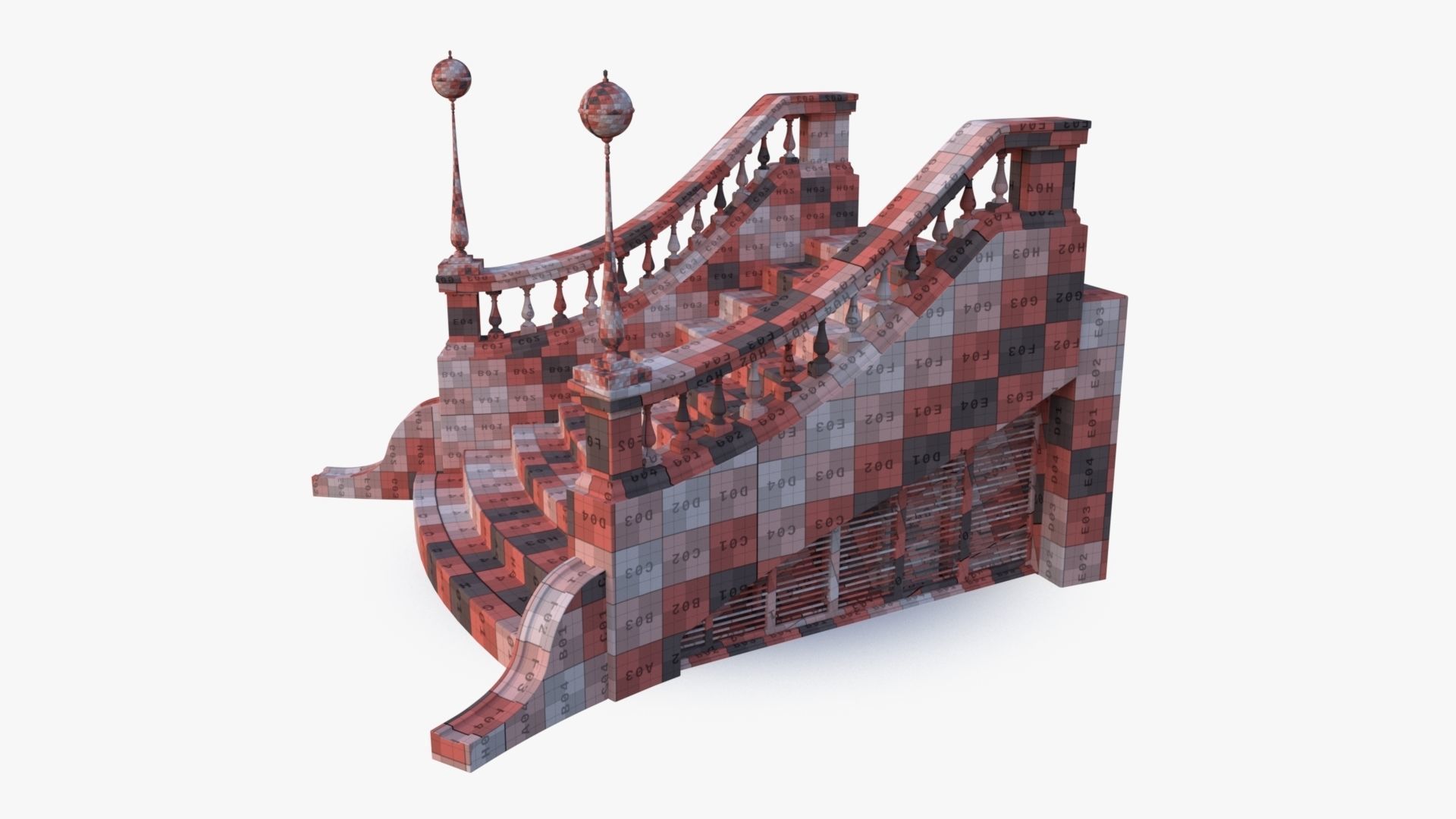 Stone Stair 0001 Low-poly 3D model_16