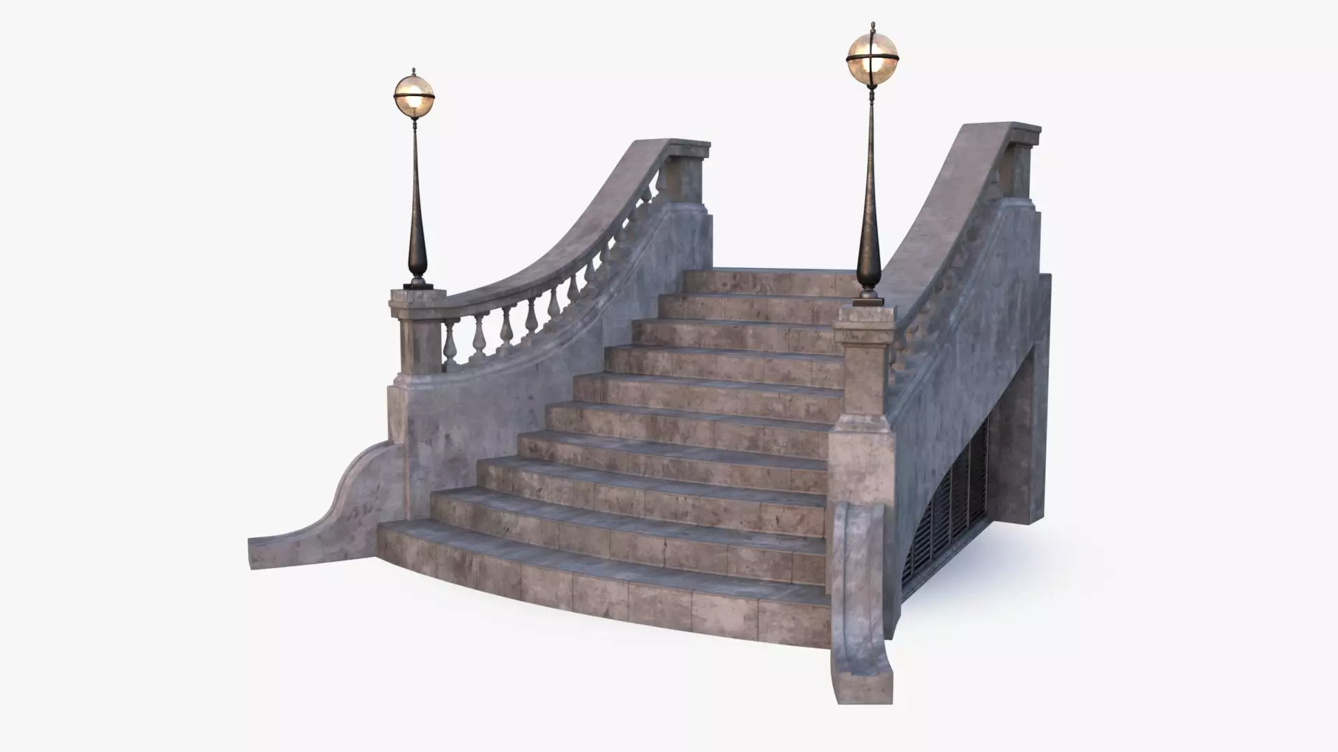 Stone Stair 0001 Low-poly 3D model_0