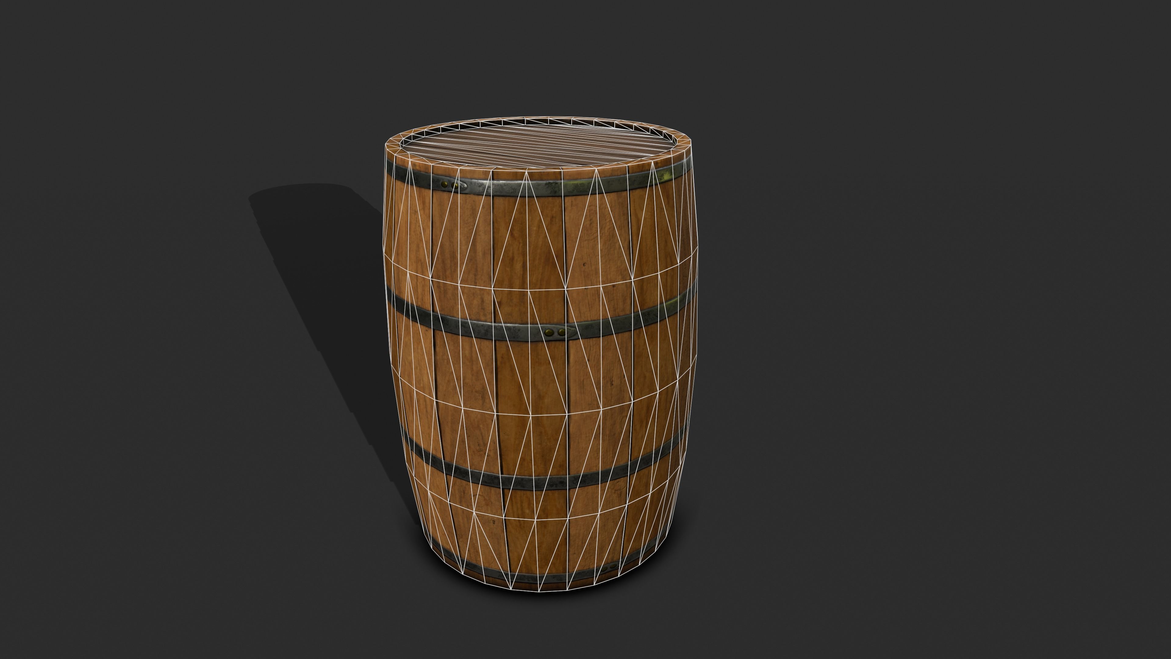 Wooden Barrel GameReady Low-poly 3D model_8
