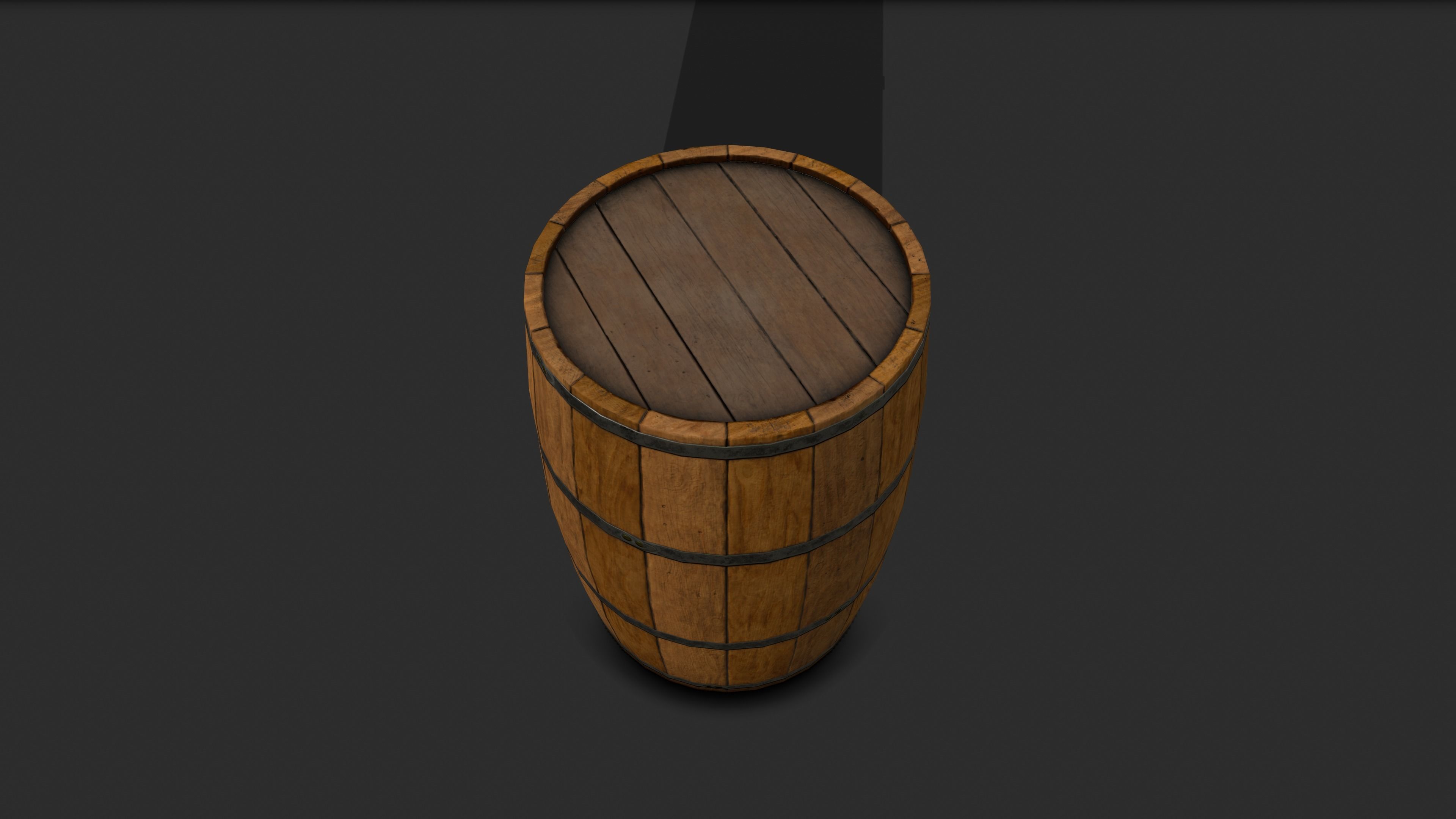 Wooden Barrel GameReady Low-poly 3D model_5