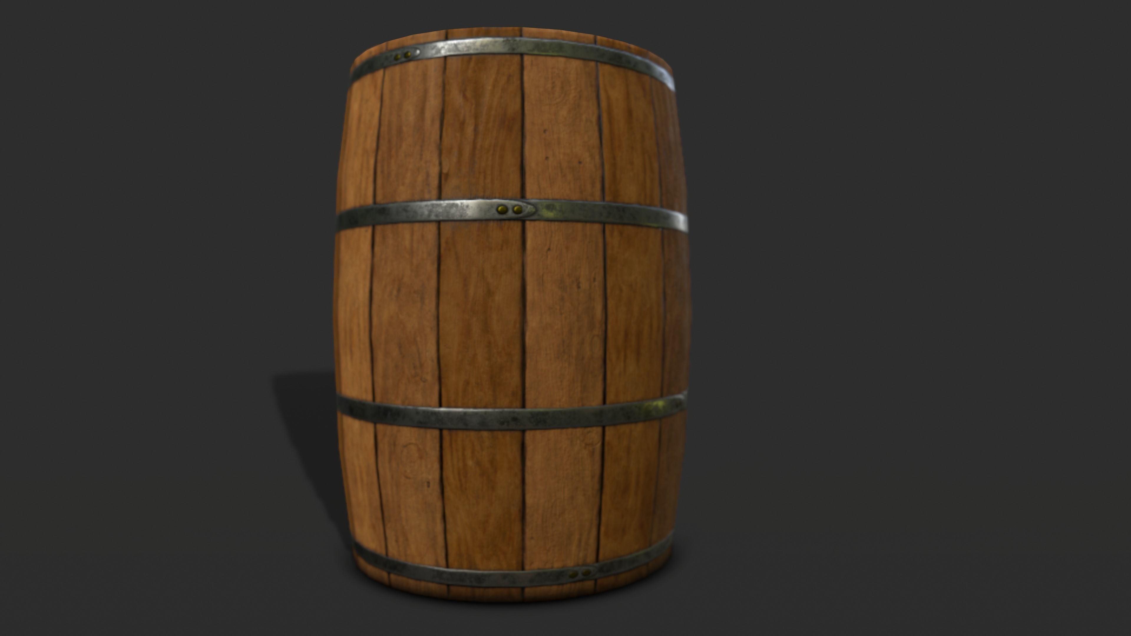 Wooden Barrel GameReady Low-poly 3D model_7