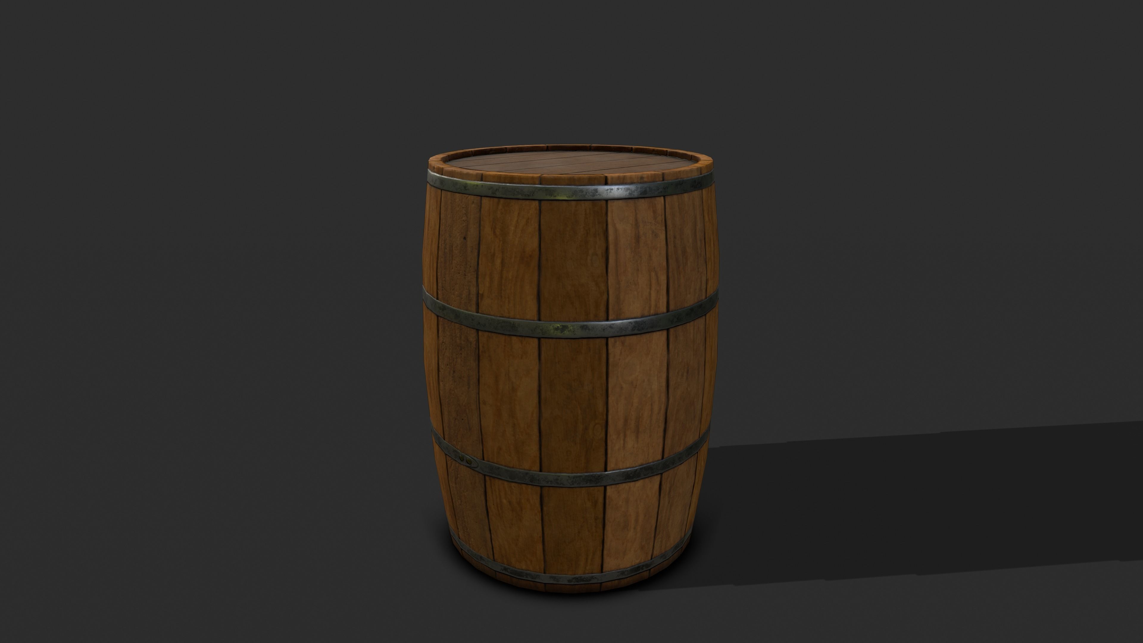 Wooden Barrel GameReady Low-poly 3D model_3