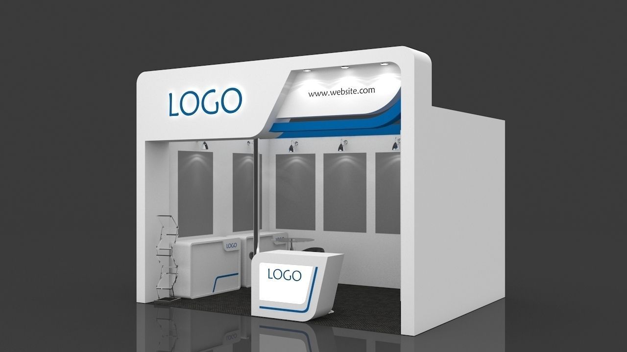 Exhibition Booth 3D Model 4 mtr x 3 mtr 3D model_1