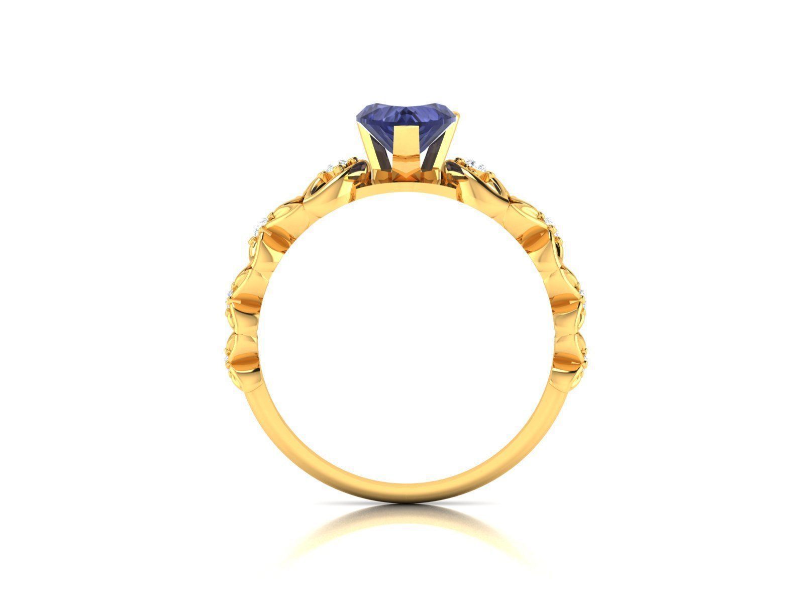 Solitaire Wedding Engagement WomenHeart  Ring 3D print model_3