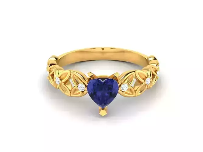 Solitaire Wedding Engagement WomenHeart  Ring 3D print model