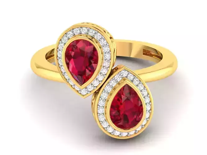 Solitaire Wedding Engagement Women Pear Ring 3D print model