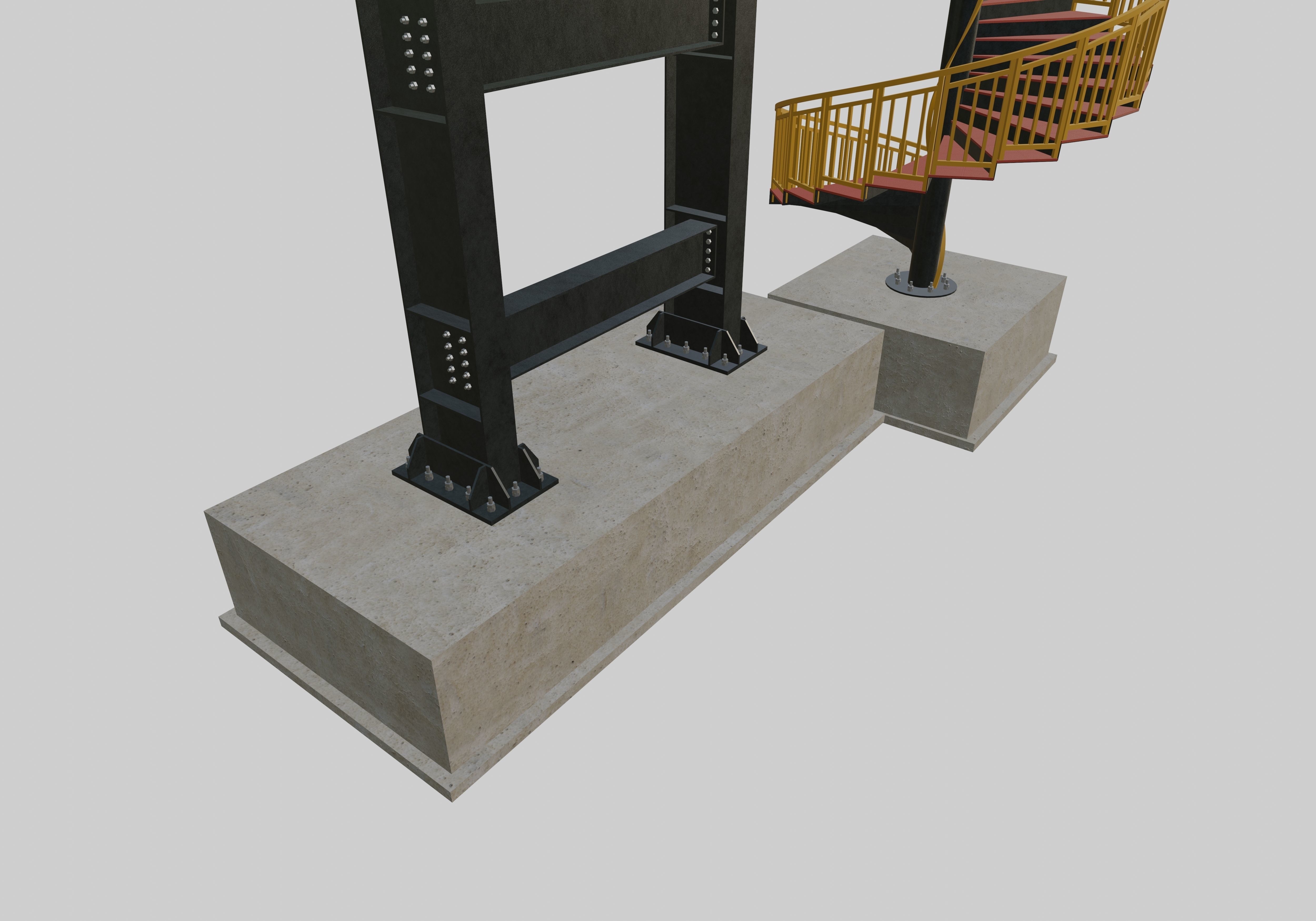 Steel Pedestrian Bridge - Spiral Stair - Straight Type-13 3D model_8