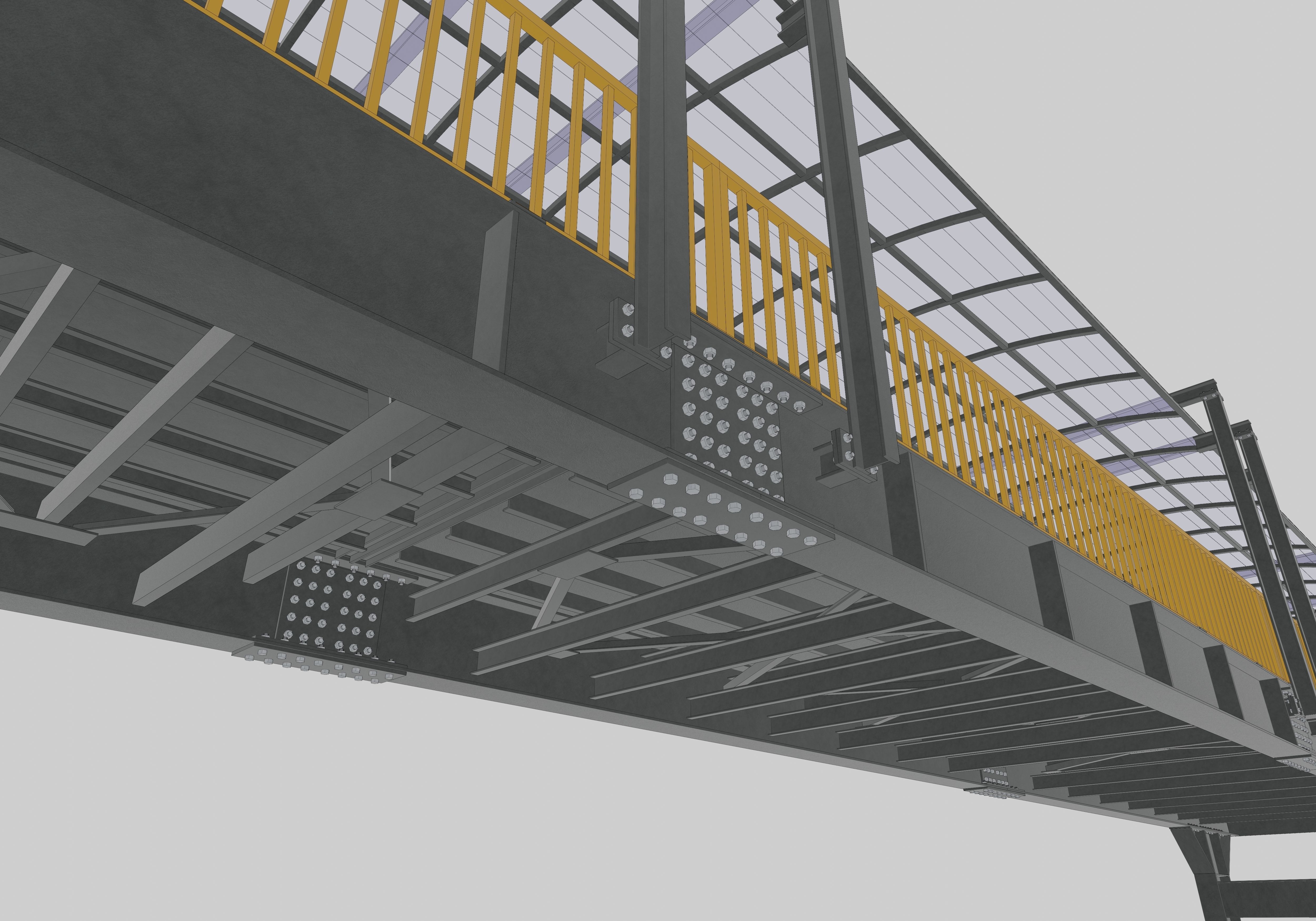 Steel Pedestrian Bridge - Spiral Stair - Straight Type-13 3D model_22