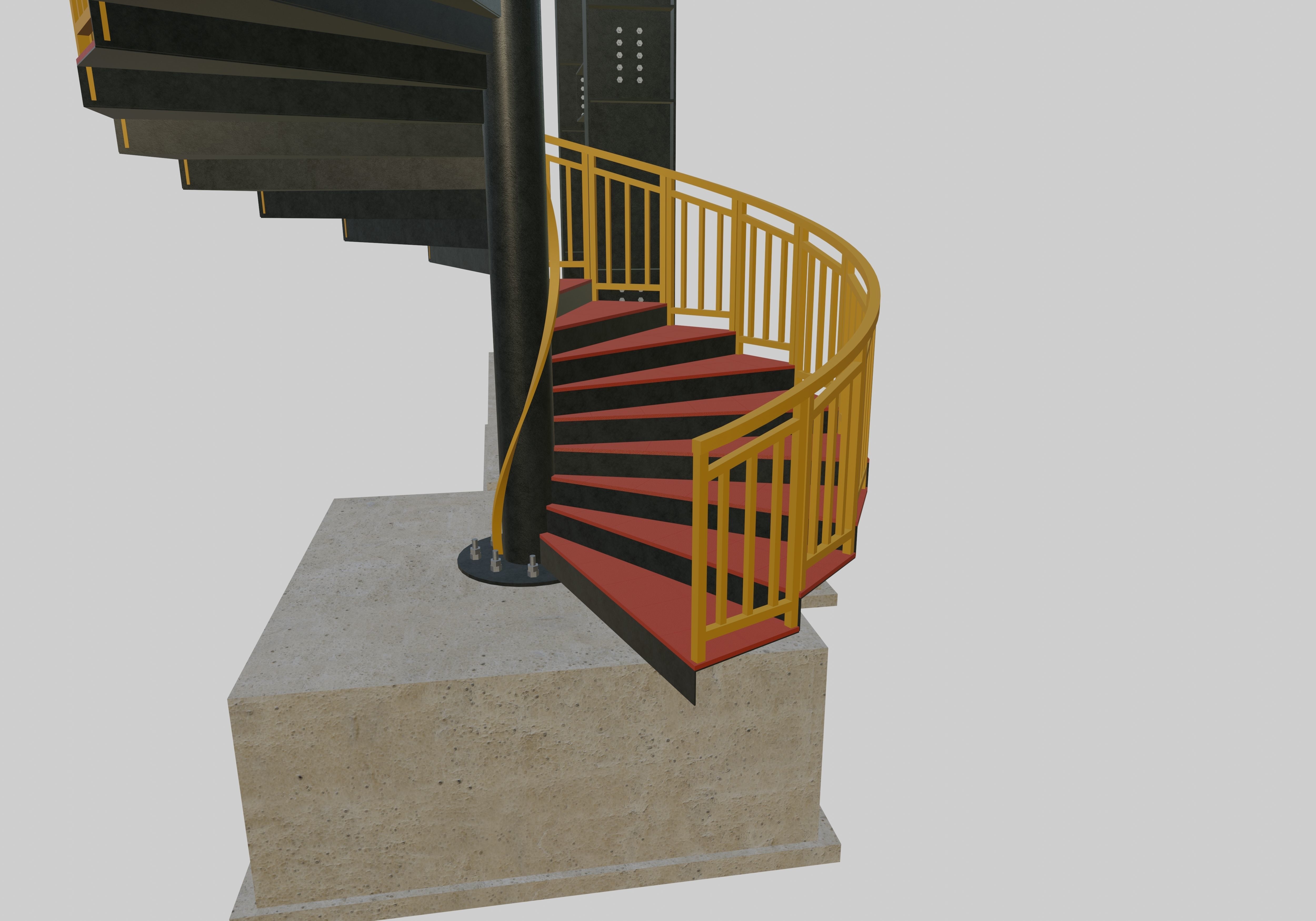 Steel Pedestrian Bridge - Spiral Stair - Straight Type-13 3D model_10