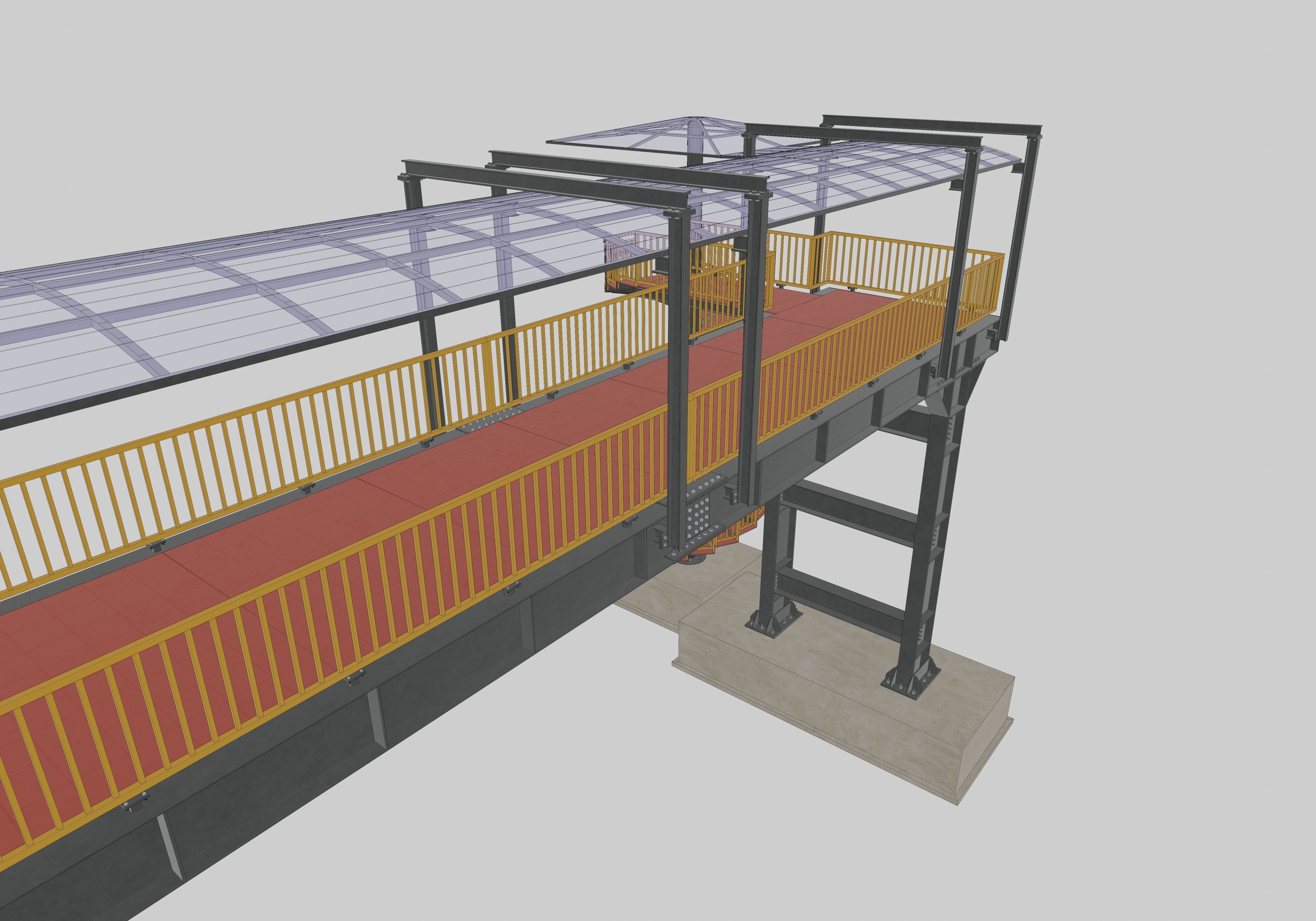 Steel Pedestrian Bridge - Spiral Stair - Straight Type-13 3D model_18