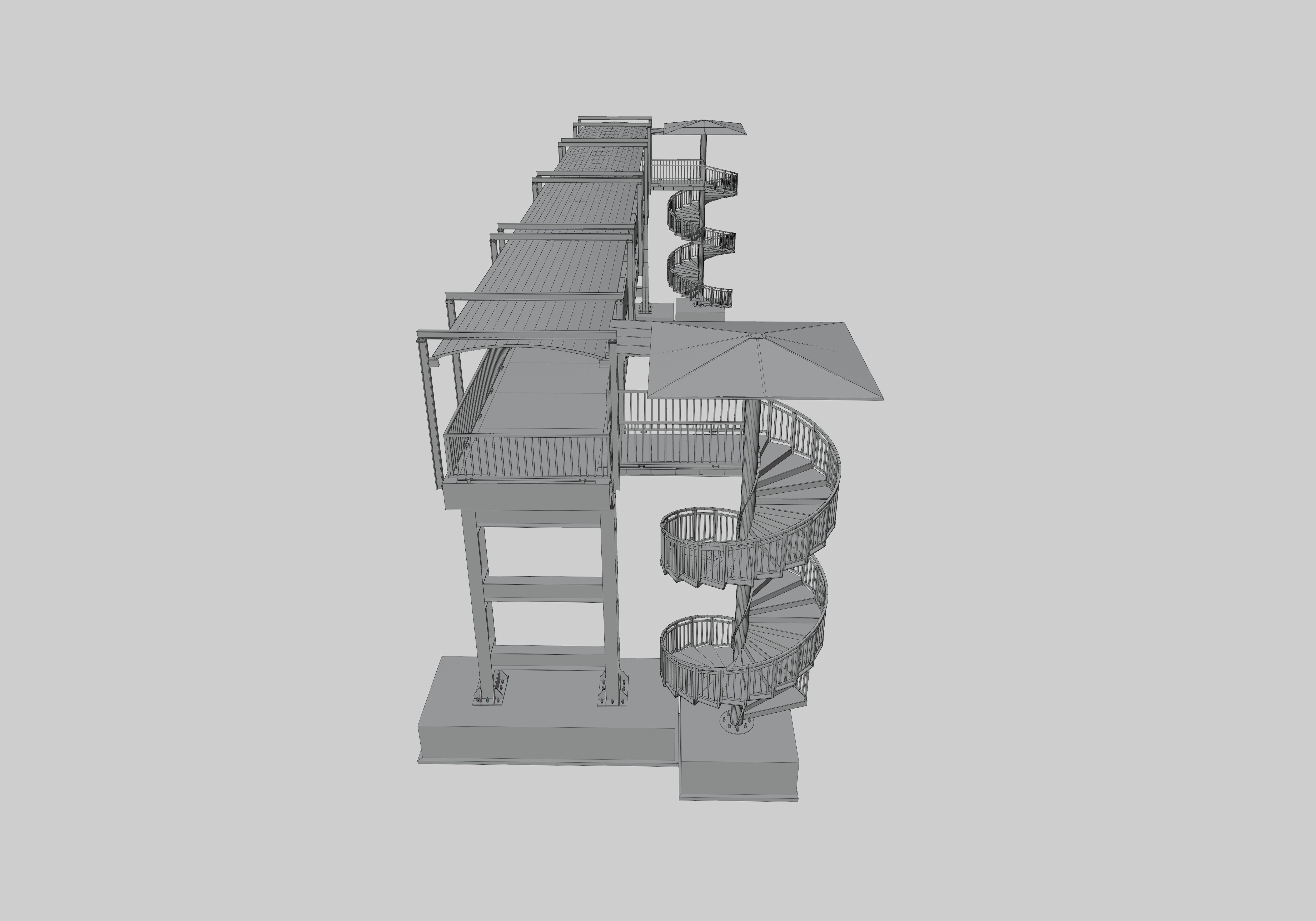 Steel Pedestrian Bridge - Spiral Stair - Straight Type-13 3D model_31