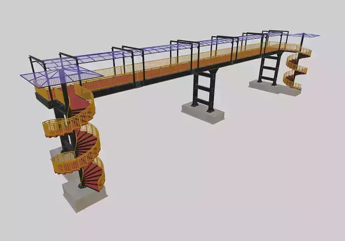 Steel Pedestrian Bridge-Spiral Stair-Straight Type-14