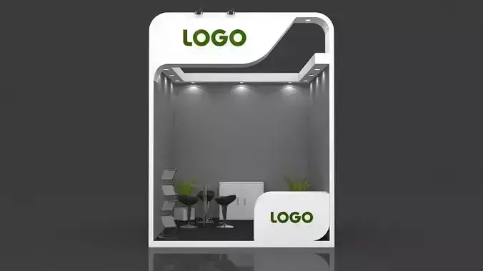 Exhibition Booth 3D Model 3 mtr x 3 mtr 3D model