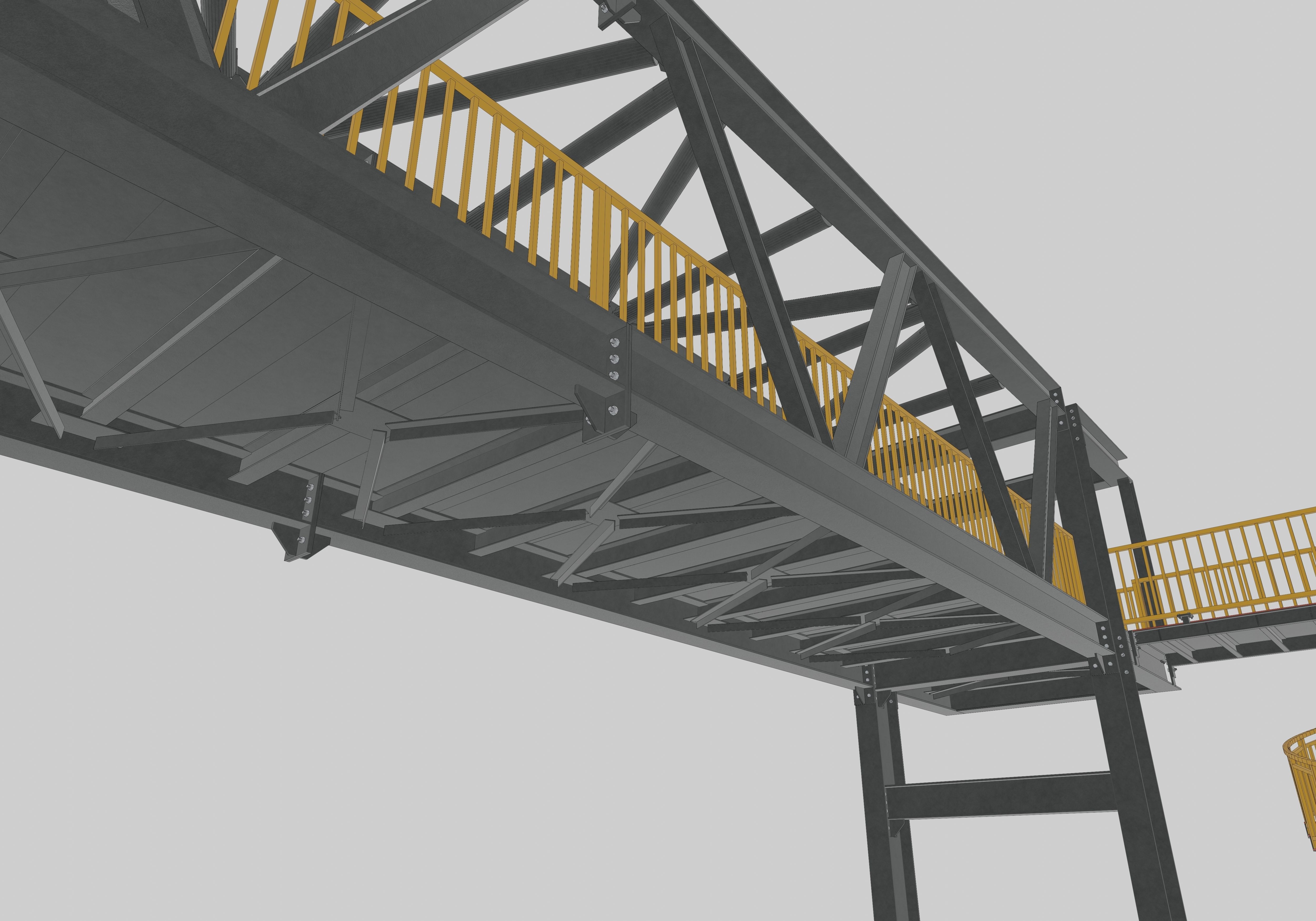 Steel Pedestrian Bridge - Spiral Stair - Truss Type-15 3D model_22