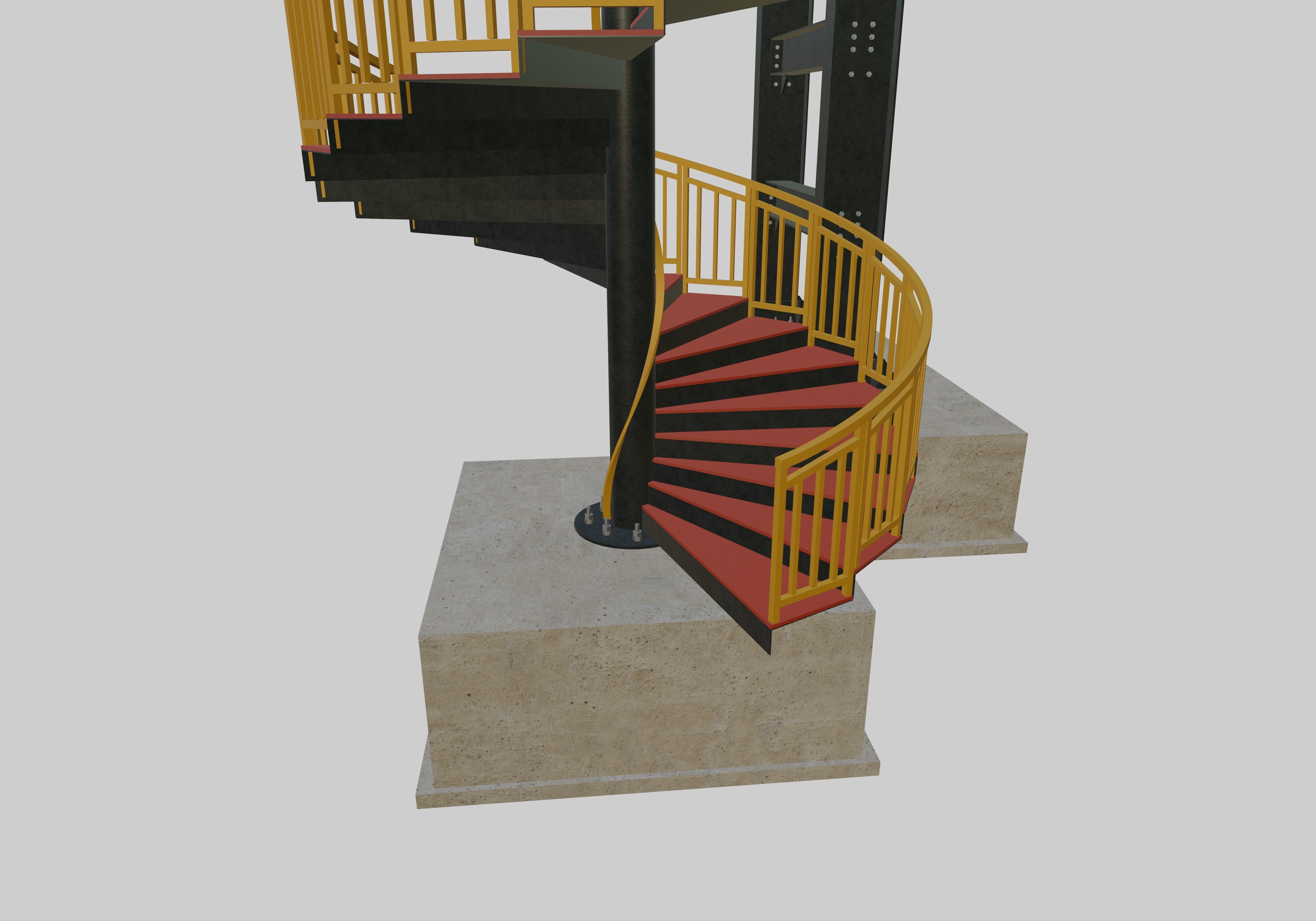 Steel Pedestrian Bridge - Spiral Stair - Truss Type-15 3D model_10