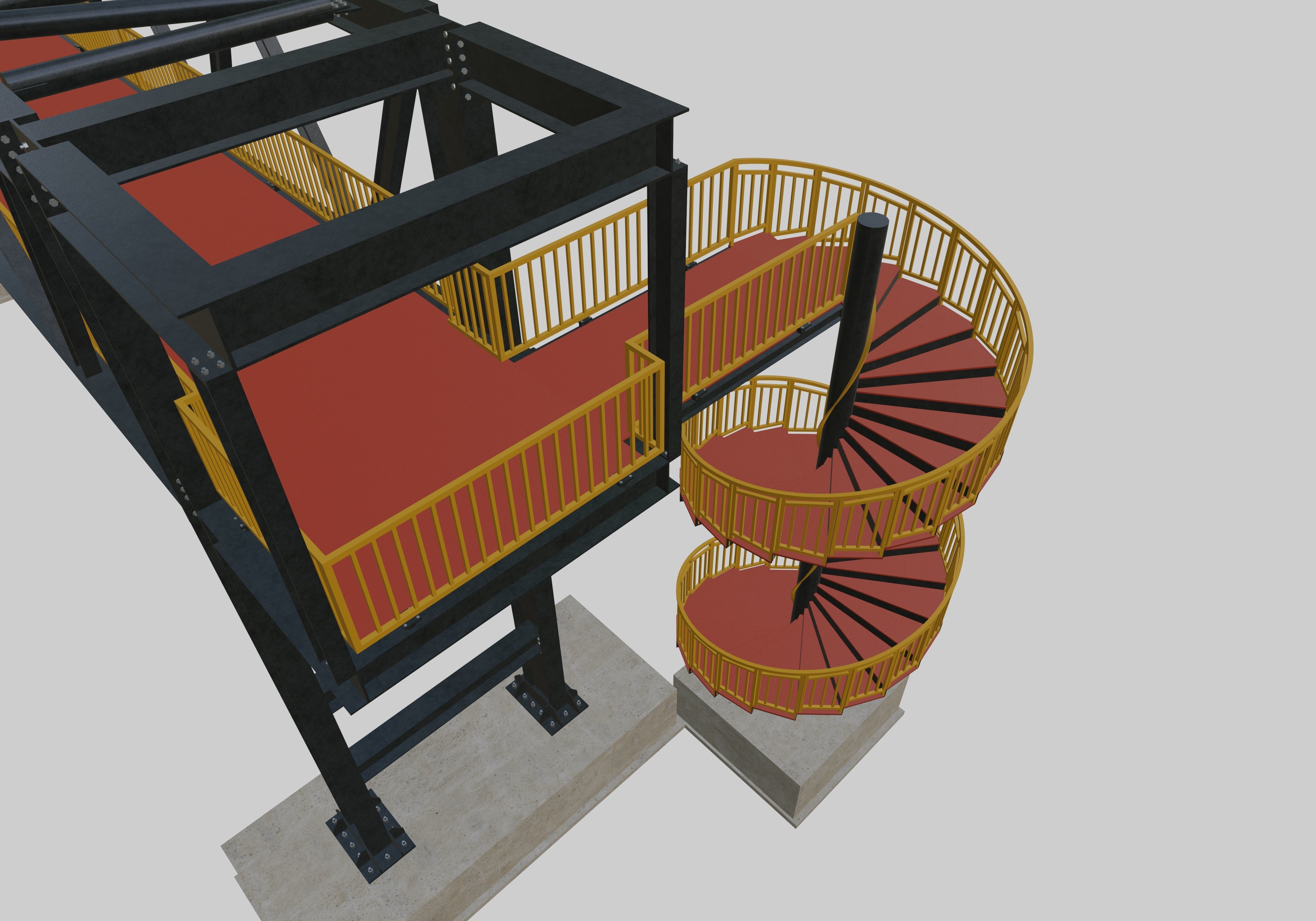 Steel Pedestrian Bridge - Spiral Stair - Truss Type-15 3D model_11