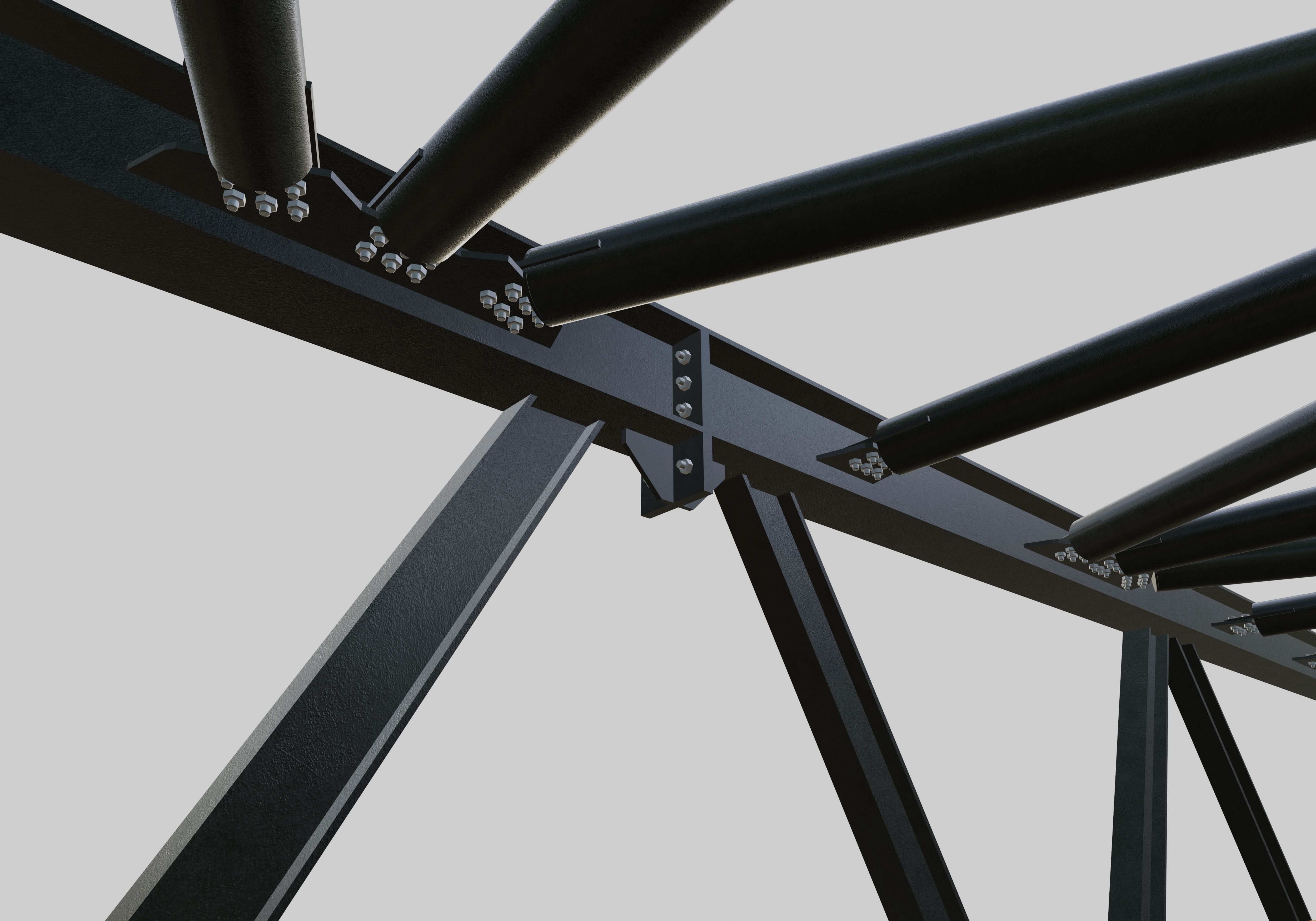 Steel Pedestrian Bridge - Spiral Stair - Truss Type-15 3D model_30