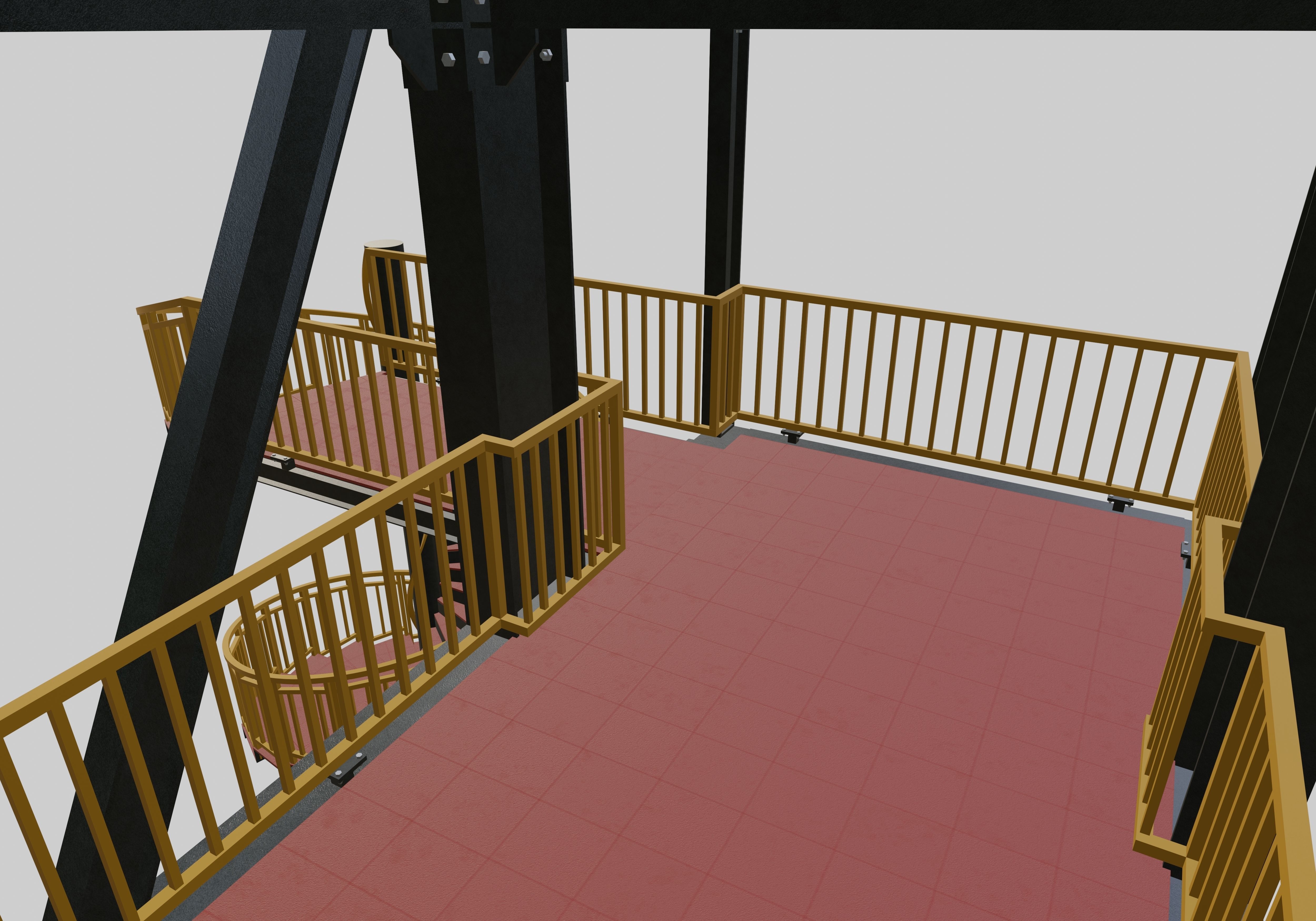 Steel Pedestrian Bridge - Spiral Stair - Truss Type-15 3D model_28