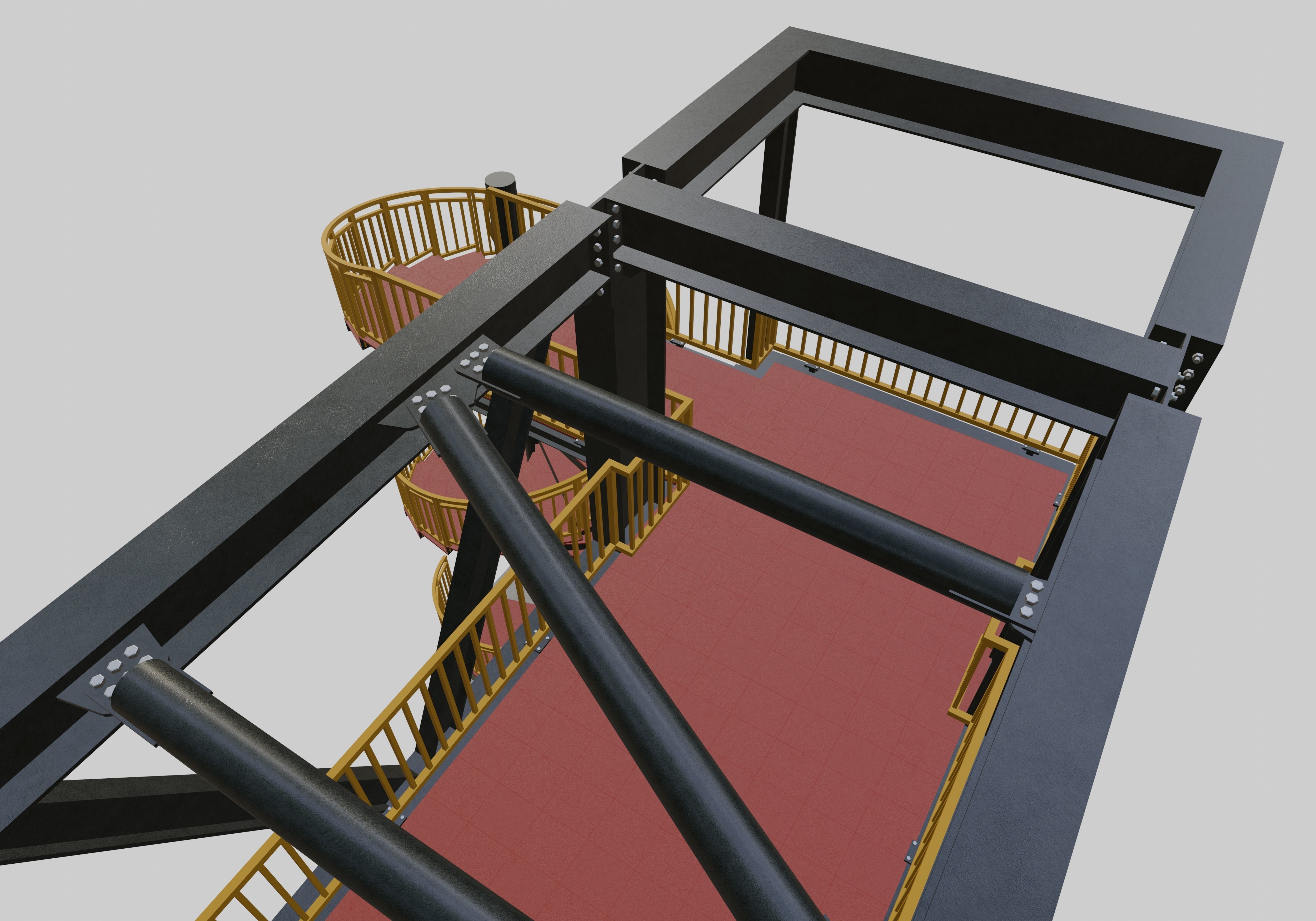 Steel Pedestrian Bridge - Spiral Stair - Truss Type-15 3D model_29