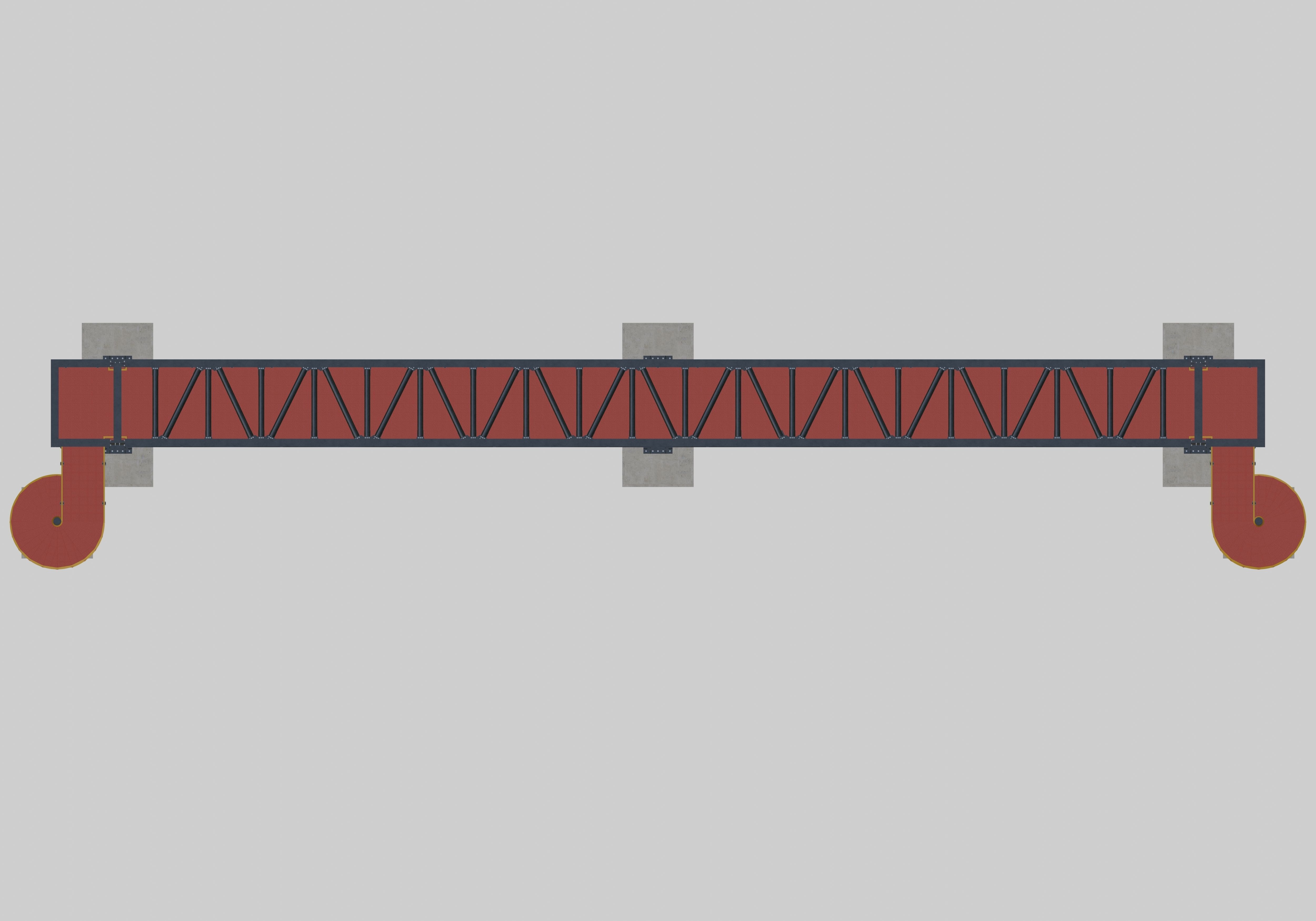 Steel Pedestrian Bridge - Spiral Stair - Truss Type-15 3D model_24