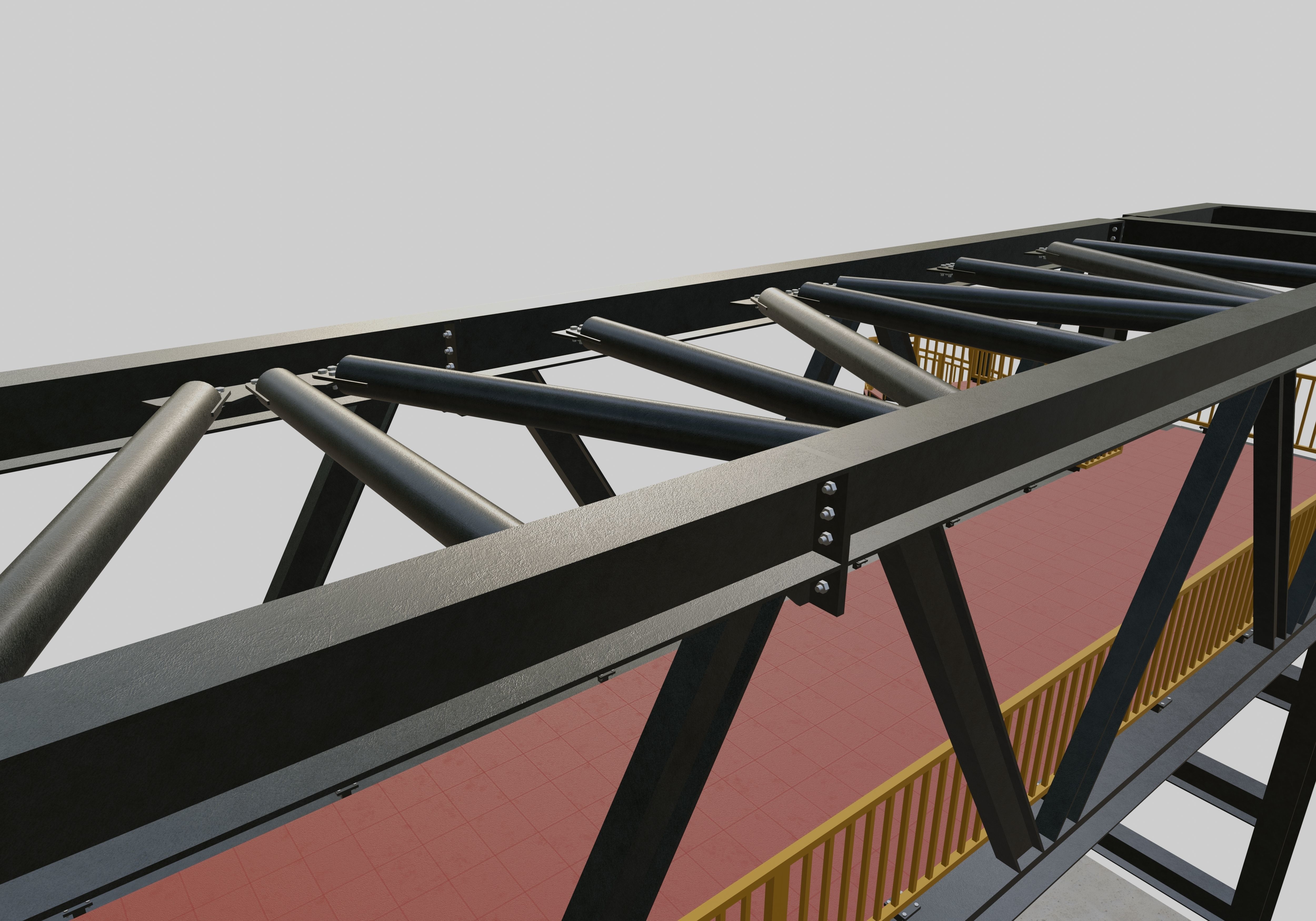 Steel Pedestrian Bridge - Spiral Stair - Truss Type-15 3D model_35