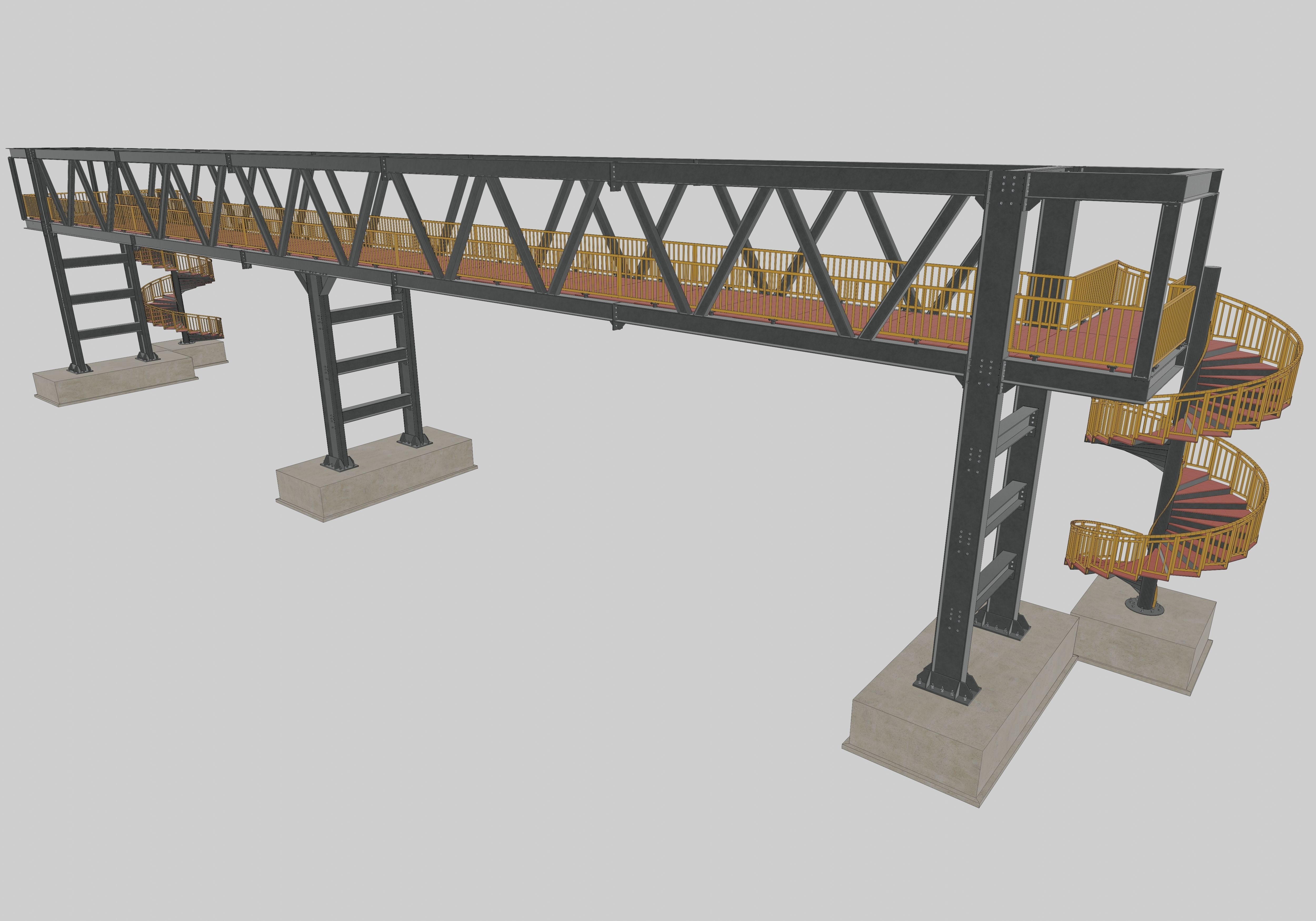 Steel Pedestrian Bridge - Spiral Stair - Truss Type-15 3D model_20