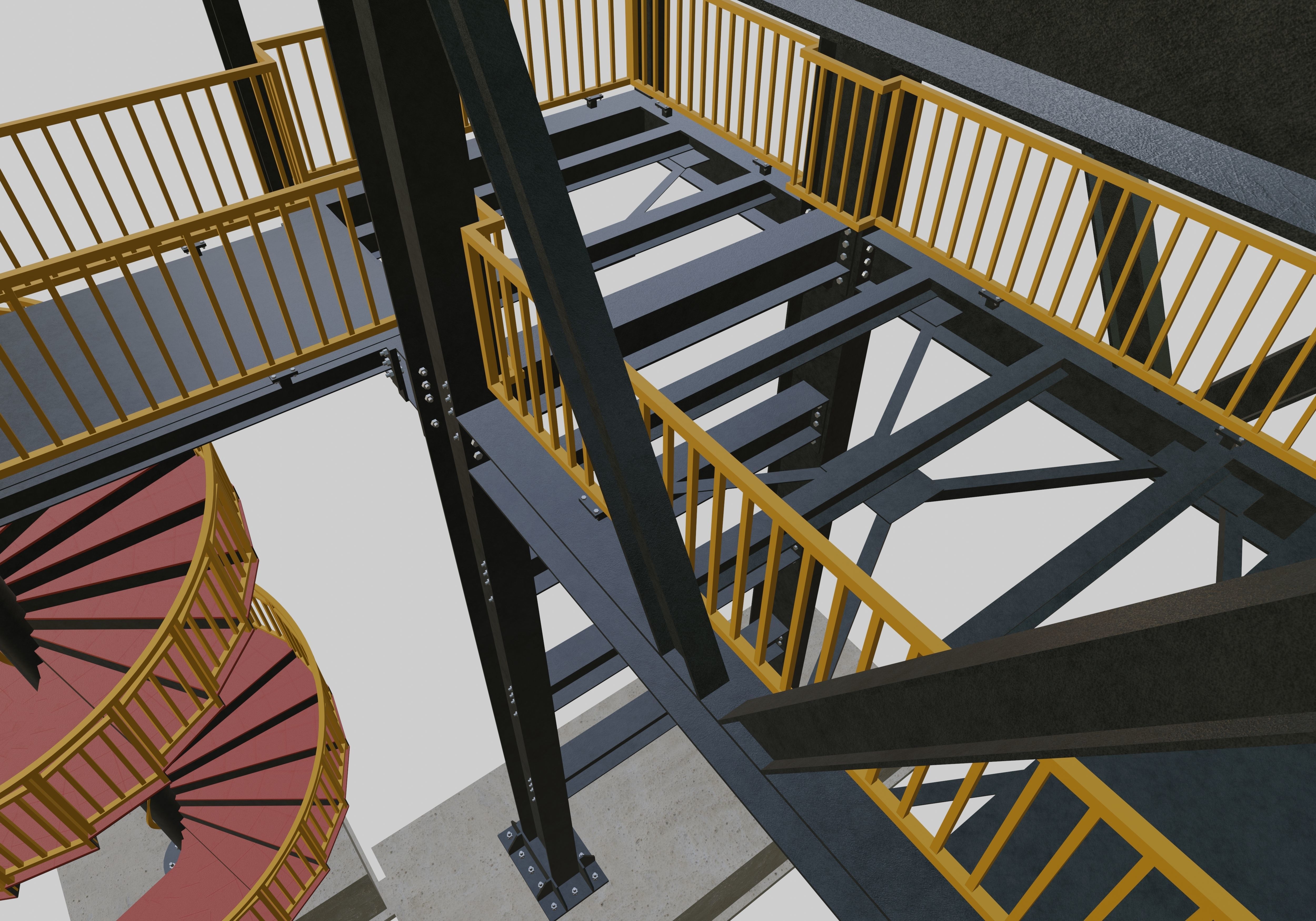 Steel Pedestrian Bridge - Spiral Stair - Truss Type-15 3D model_14