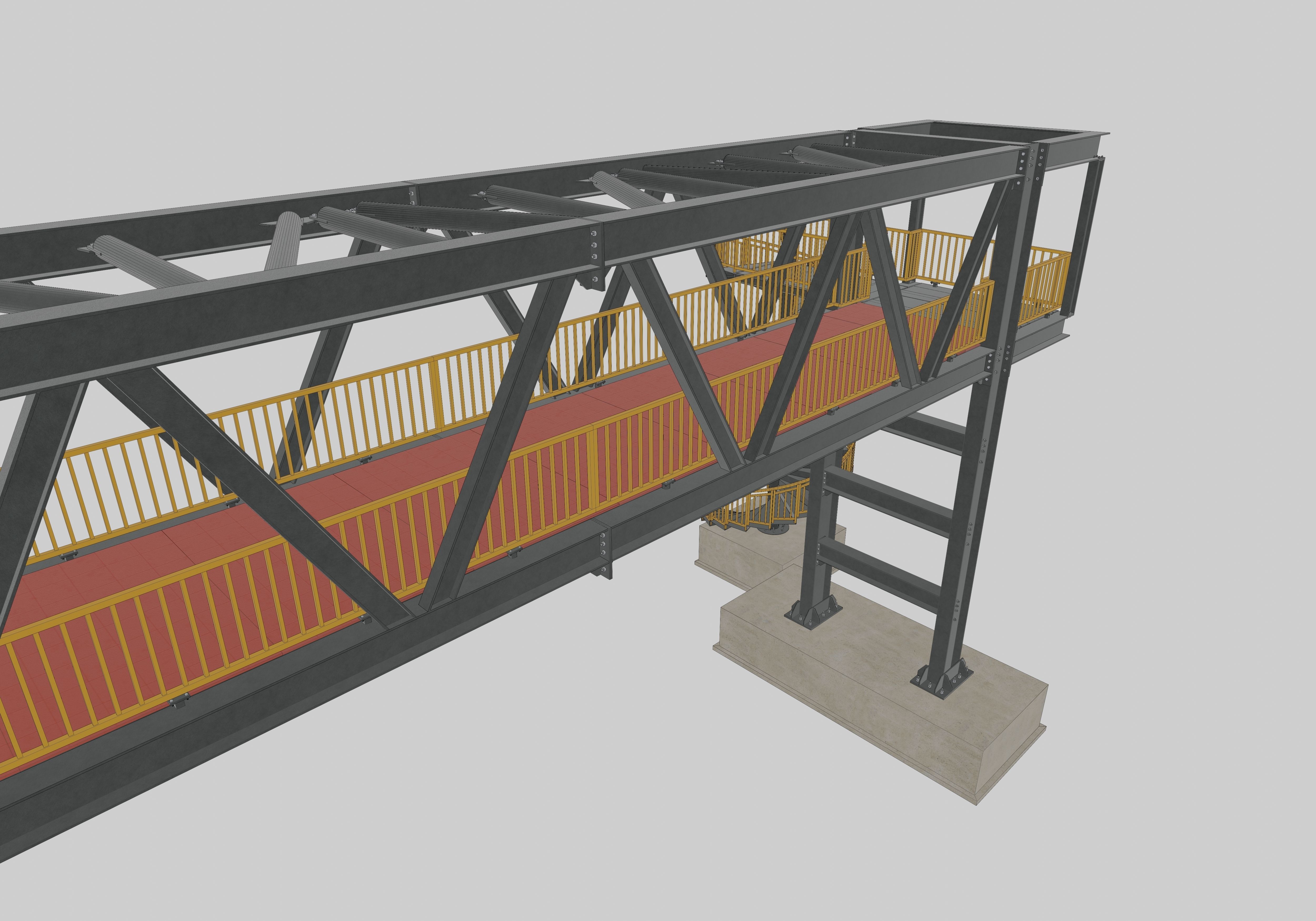 Steel Pedestrian Bridge - Spiral Stair - Truss Type-15 3D model_18
